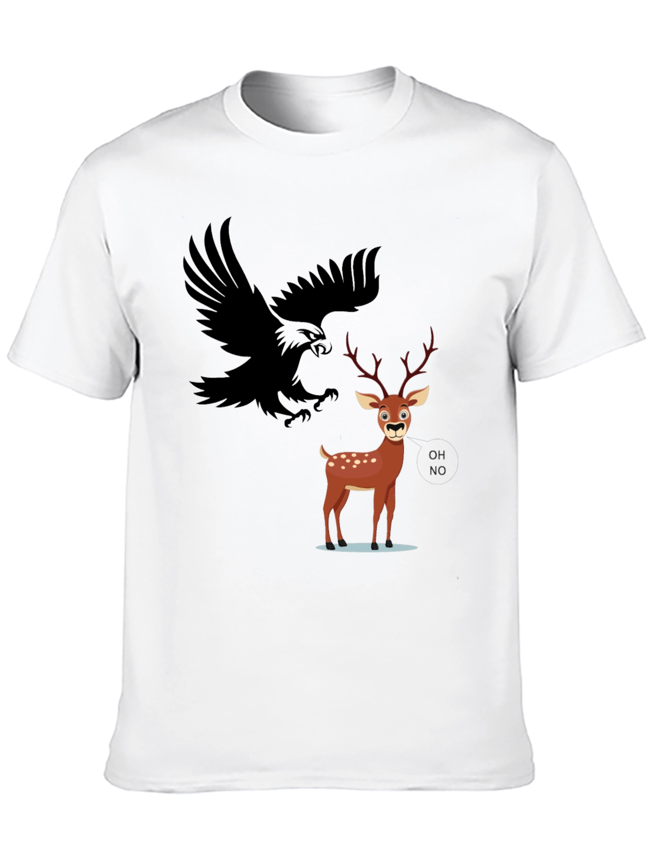 Black Eagle and Deer Graphic Tee - Black view 10