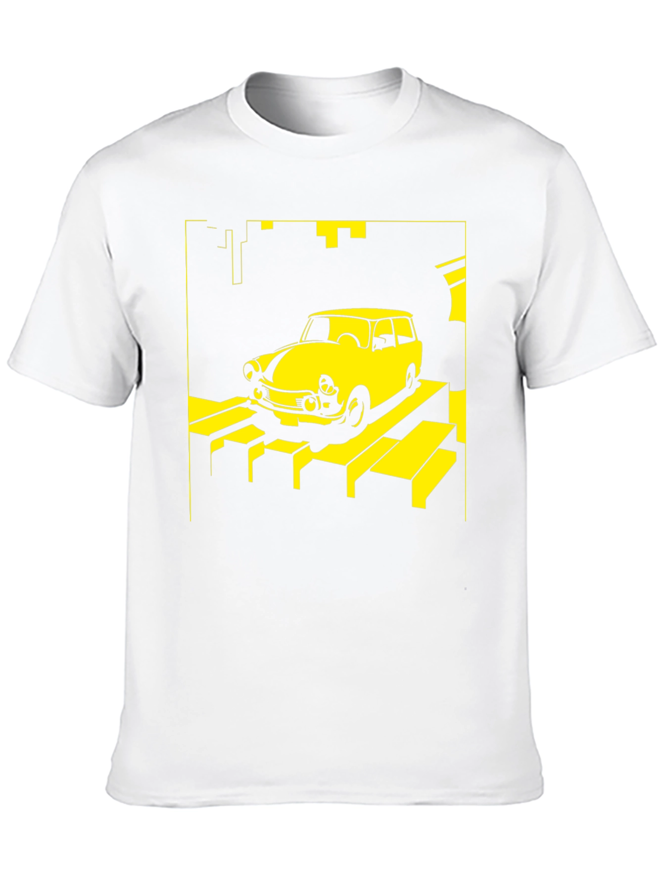 Retro Car T-Shirt - Yellow on Black - 10
