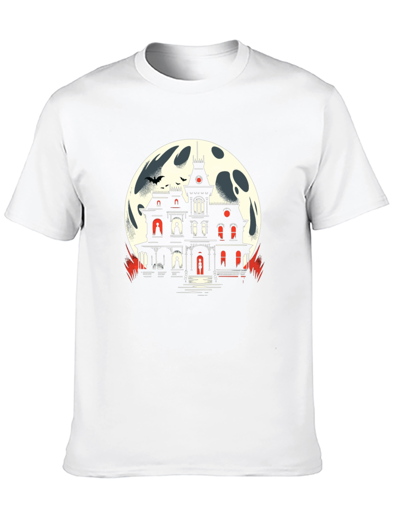 Black Haunted House Moon Graphic Tee view 10