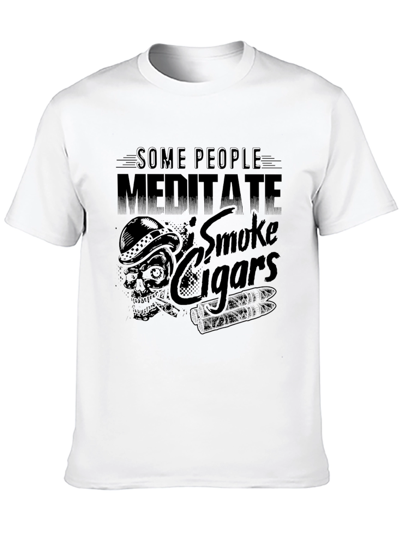 Black Some People Meditate Smoke Cigars Black Graphic Tee view 10