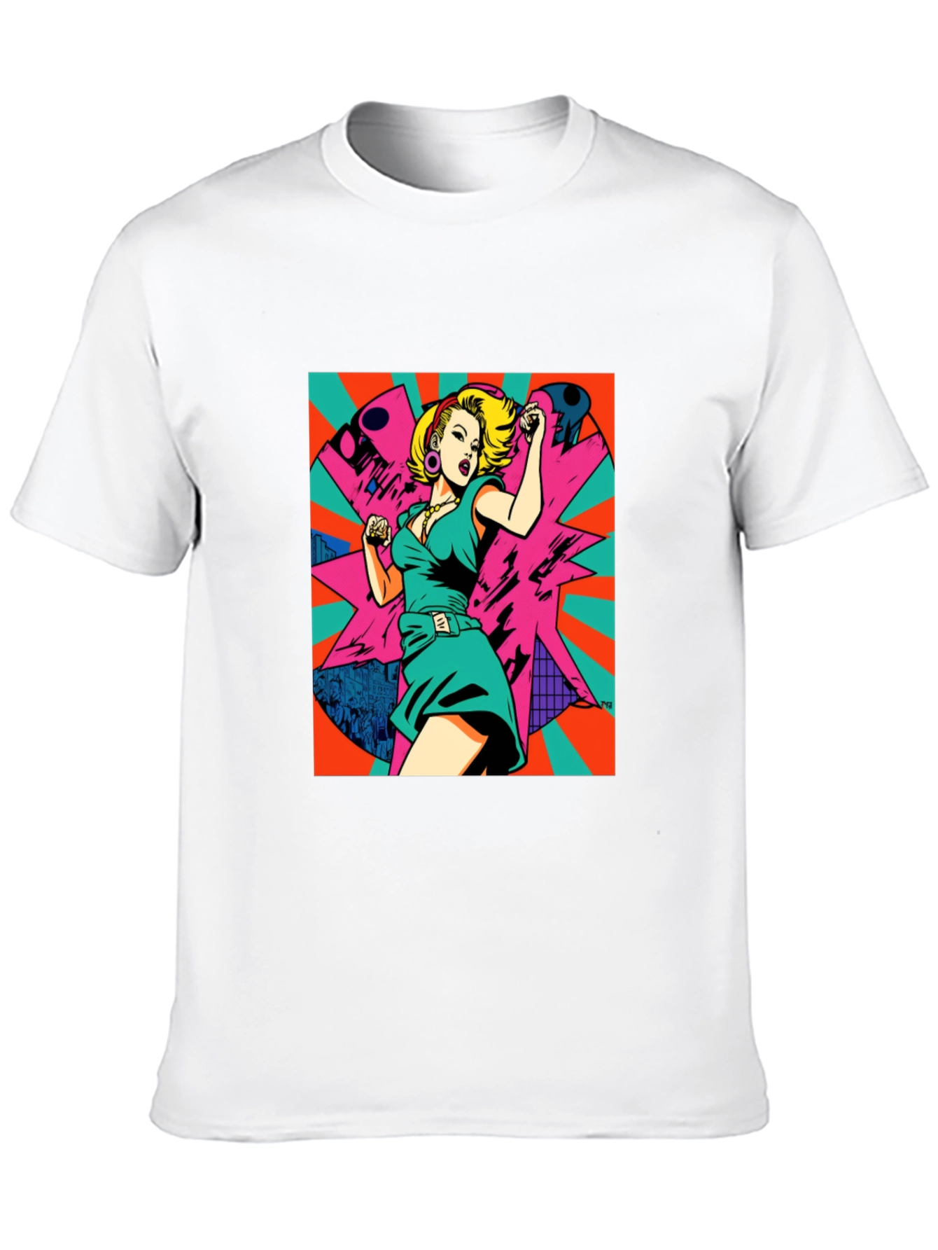 Black Retro Pop Art Woman Graphic Tee - Black view 10