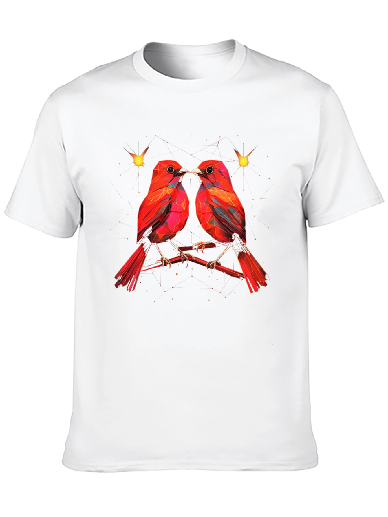 Black Geometric Bird Print Black T-Shirt view 10