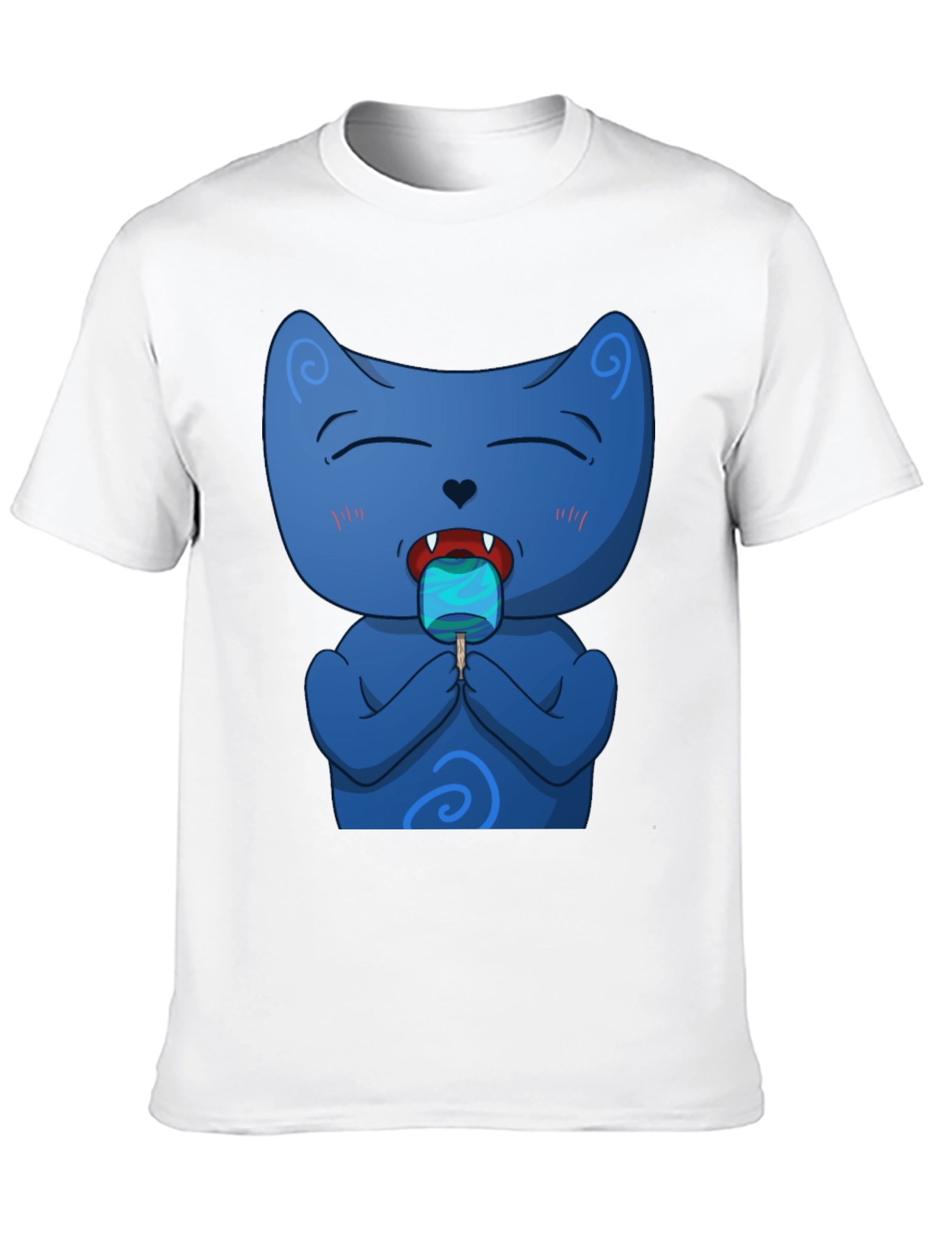 Black Cool Cat Licking Popsicle Black T-Shirt view 10