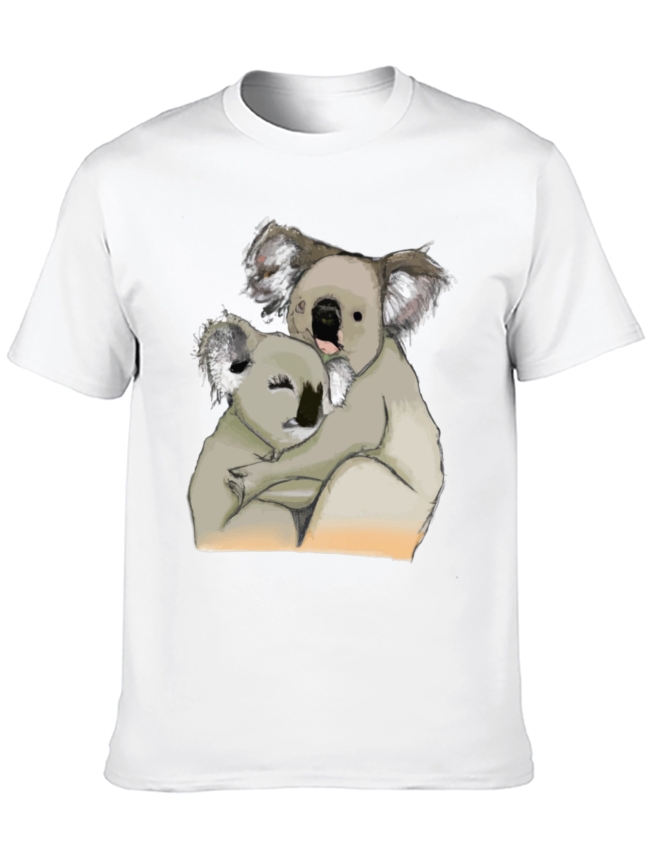 Black Koala Hug T-Shirt - Black Cotton Tee view 10