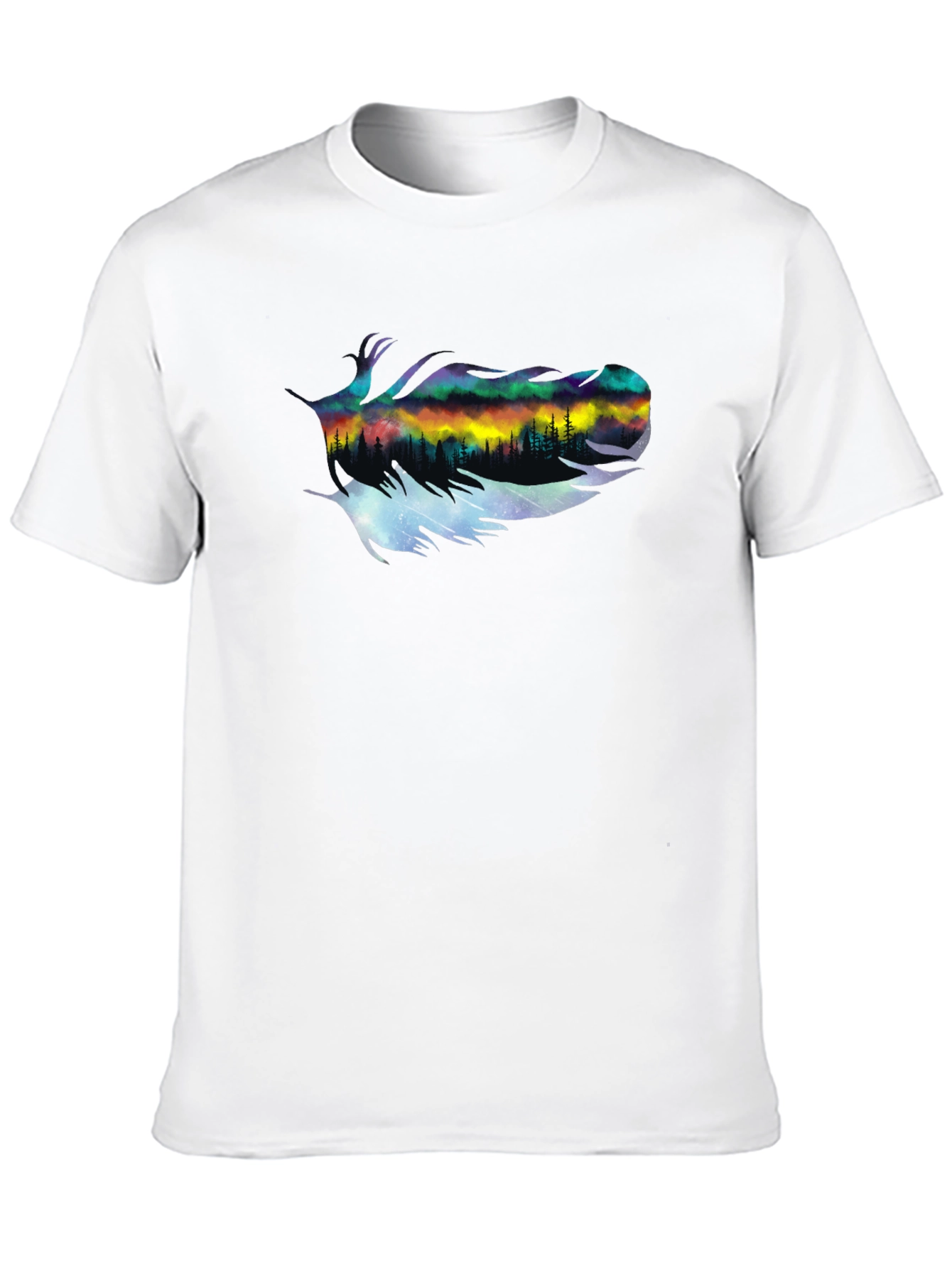 Black Northern Lights Feather Graphic T-Shirt view 10
