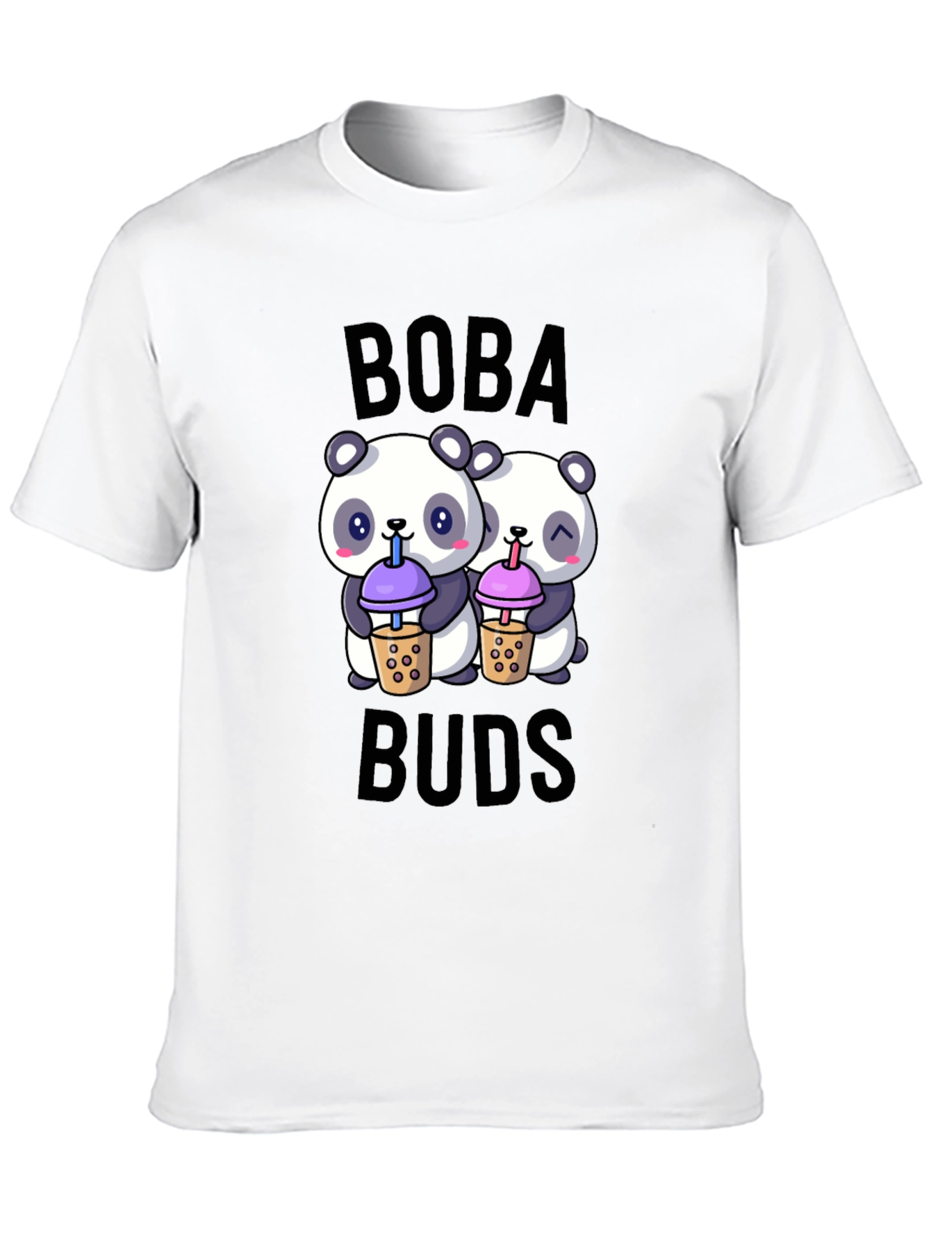 Black Boba Buds Panda T-Shirt: Cute Bubble Tea Lover Tee view 10