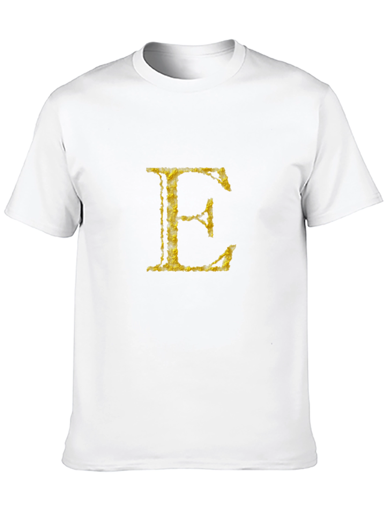 Black Golden Letter E on Black T-Shirt view 10