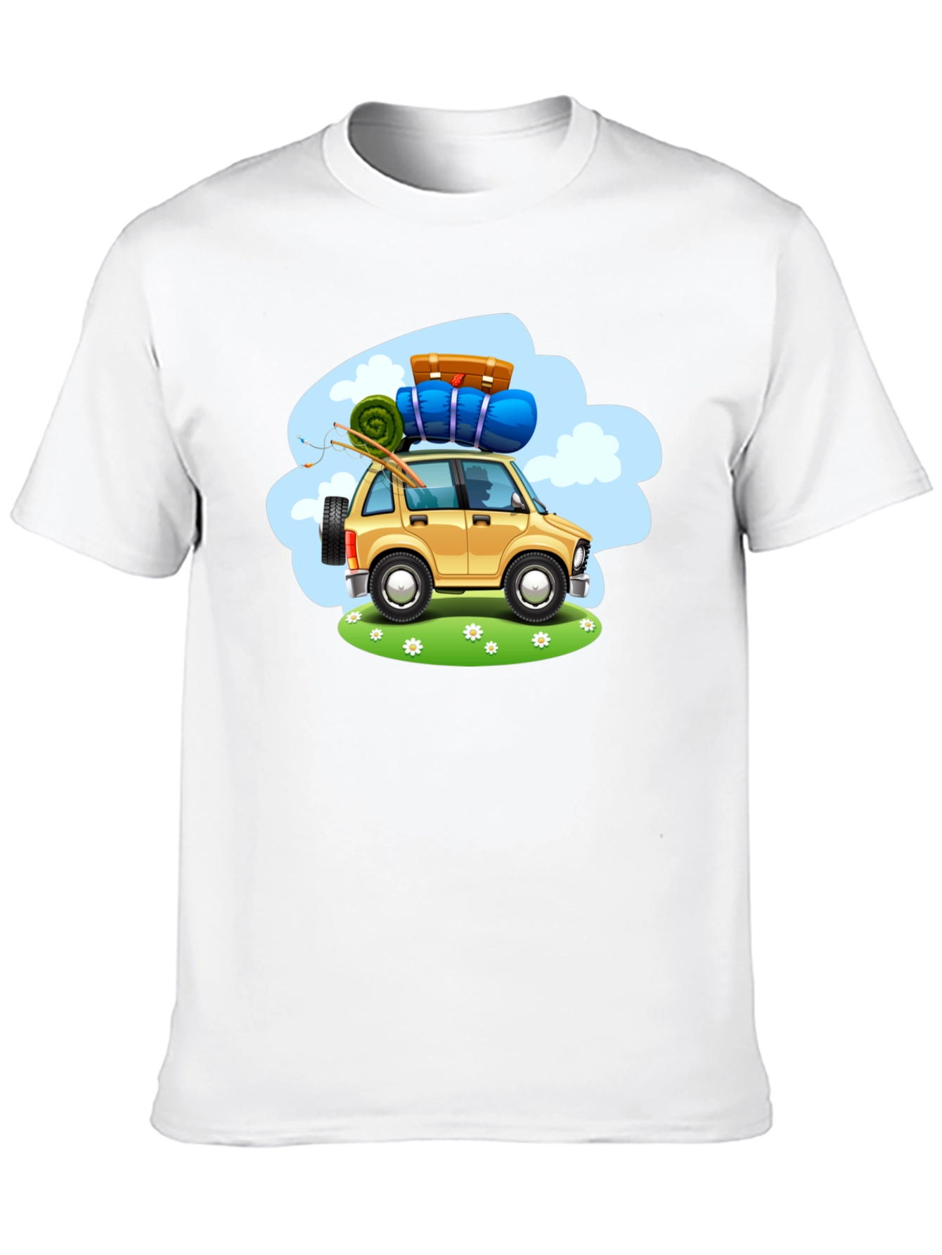 Black Adventure Car Graphic Tee - Black Cotton T-Shirt view 10
