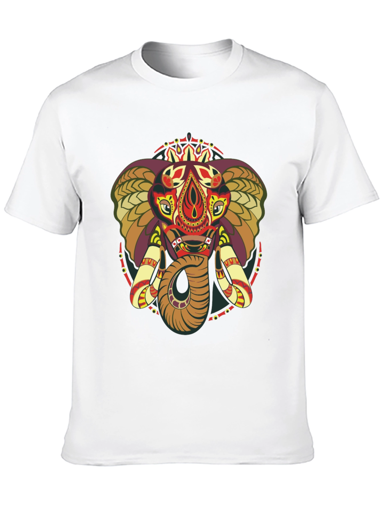 Black Elephant Mandala Graphic Print Crew Neck Tee view 10