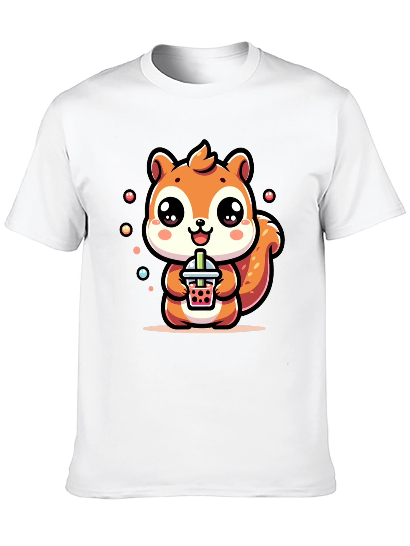 Black Cute Squirrel Boba Tea Graphic T-Shirt view 10