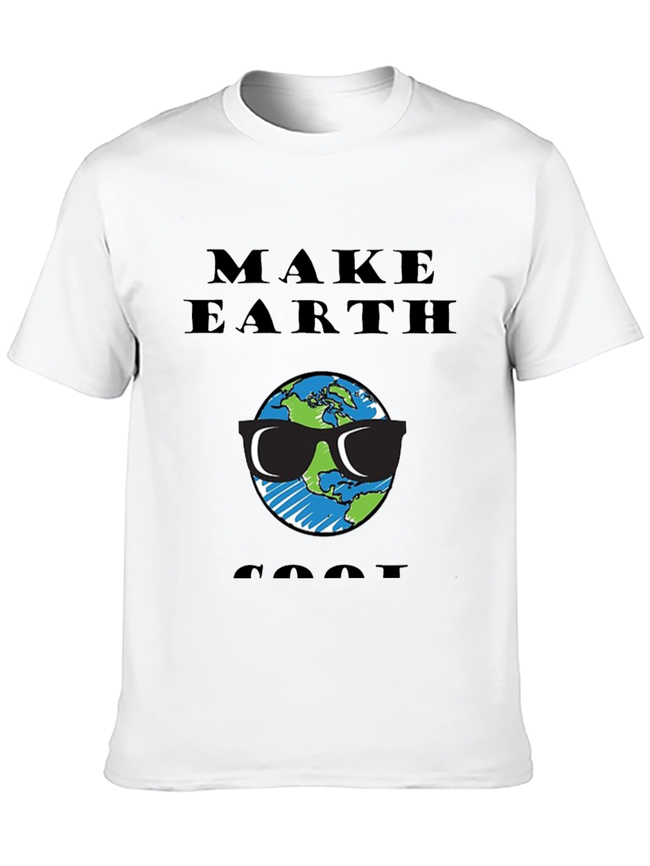 Black Make Earth Cool T-Shirt - Earth with Sunglasses Graphic Tee view 10