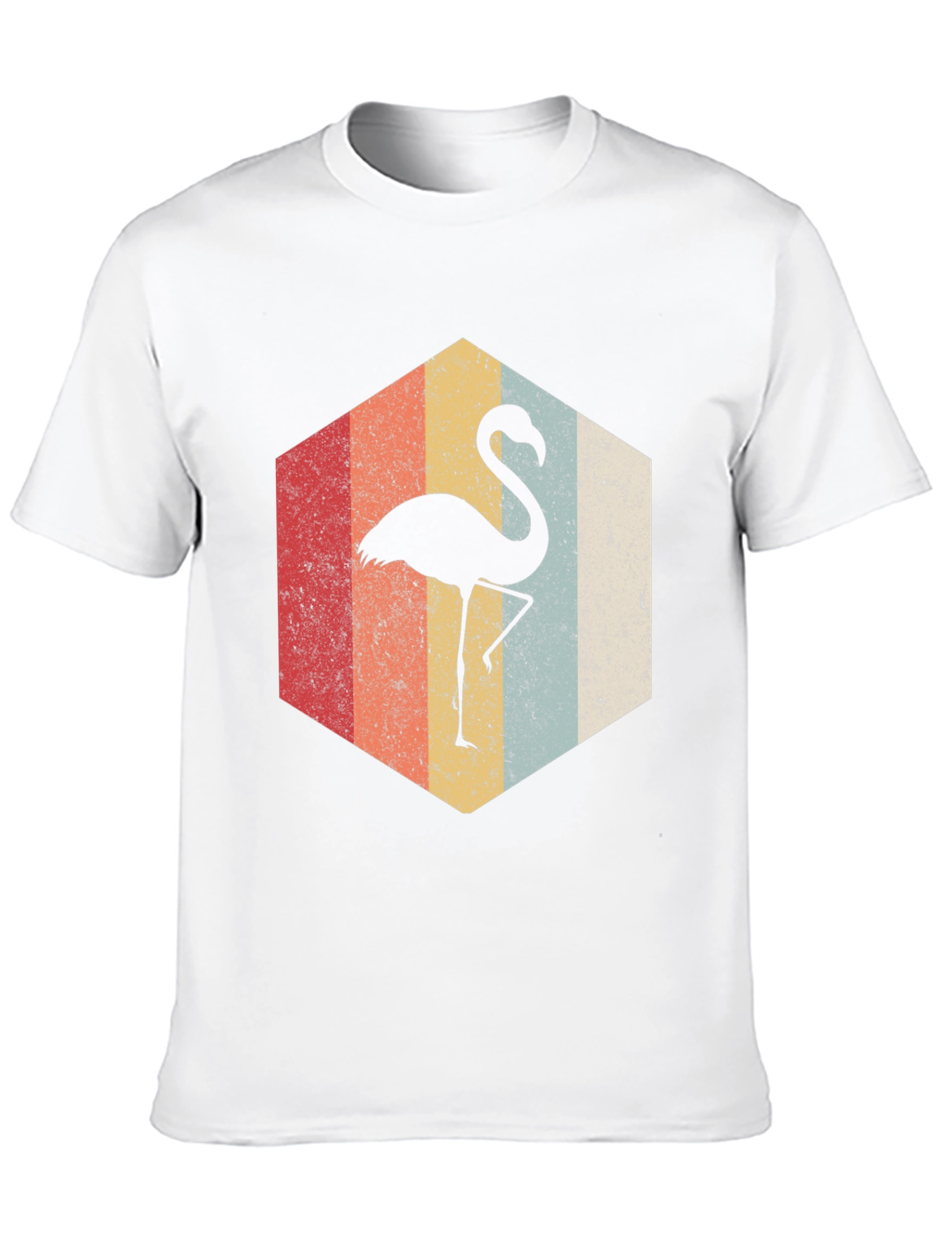 Black Retro Flamingo Hexagon Graphic Tee view 10