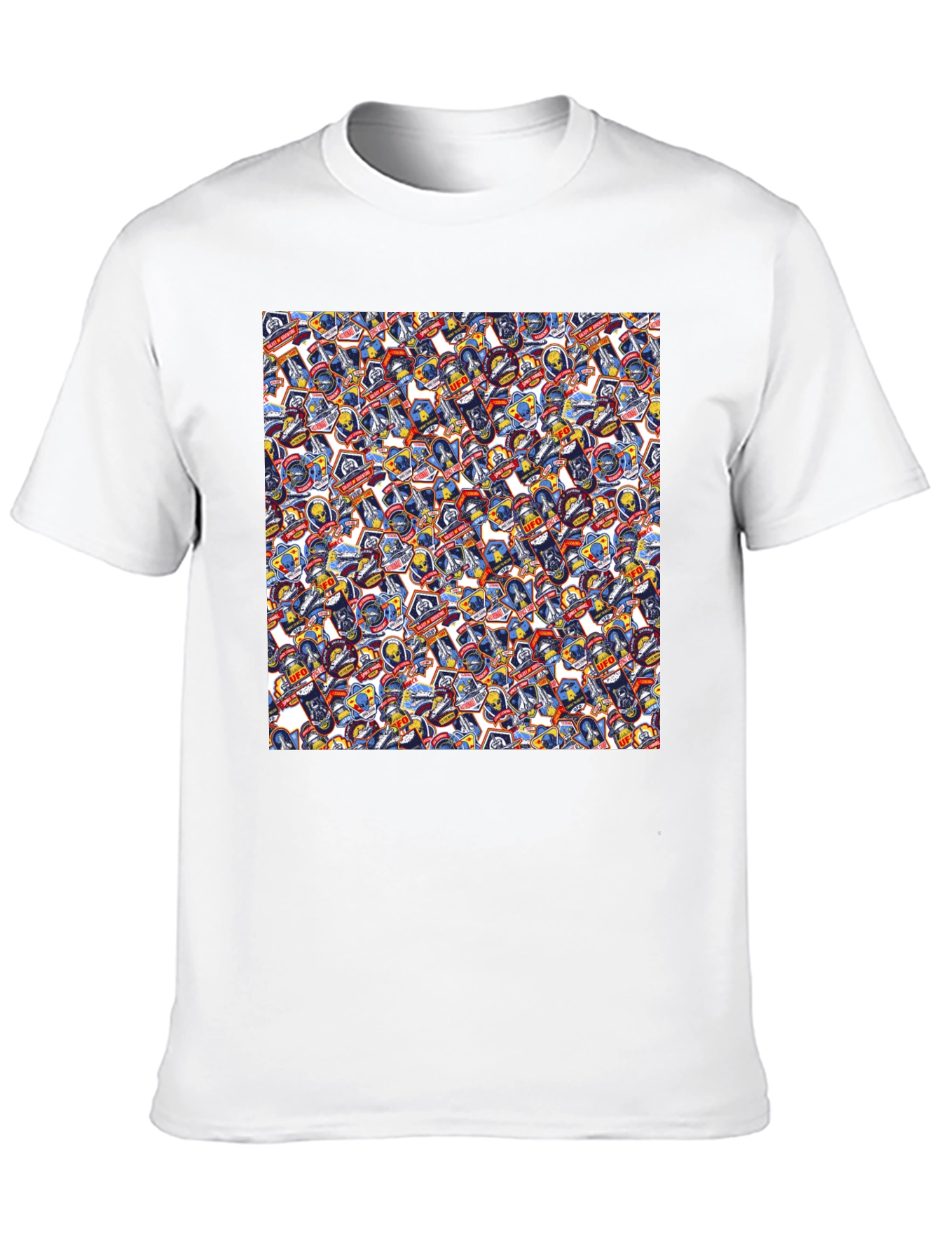 Black UFO Space Patch Black T-Shirt view 10