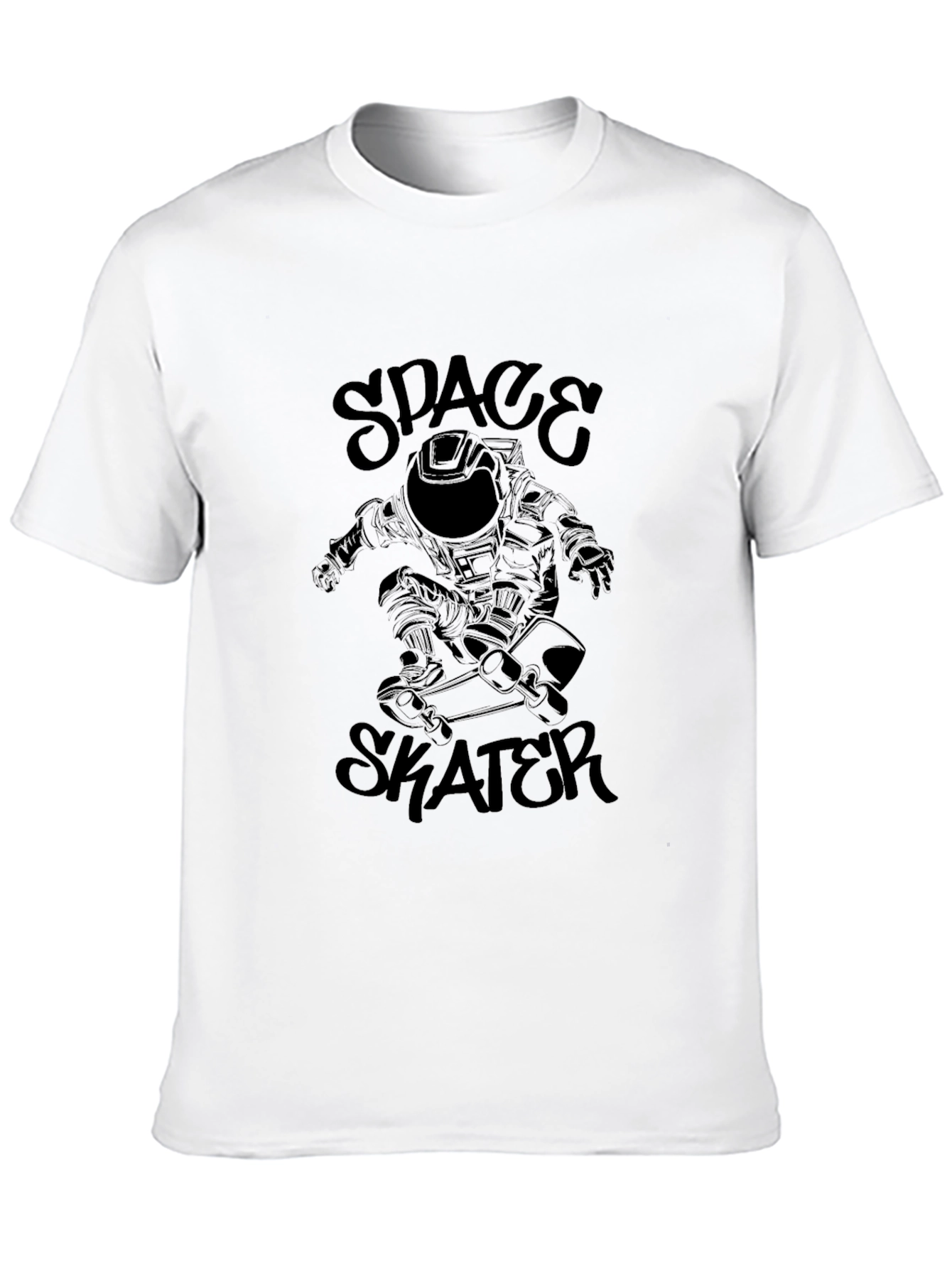 Black Space Skater Graphic Tee - Black Cotton T-Shirt view 10