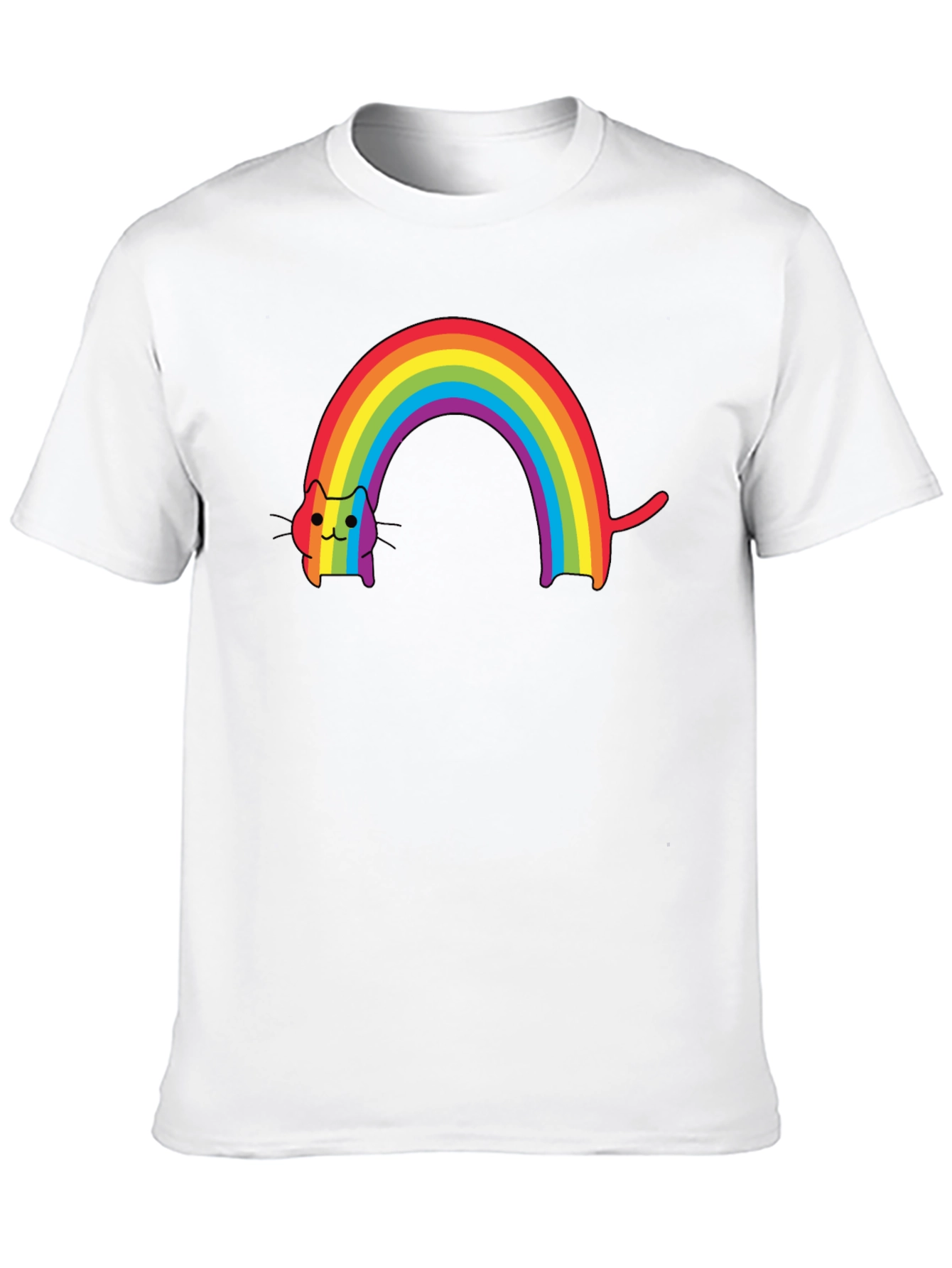 Black Rainbow Cat Graphic Tee - Stylish Comfort view 10