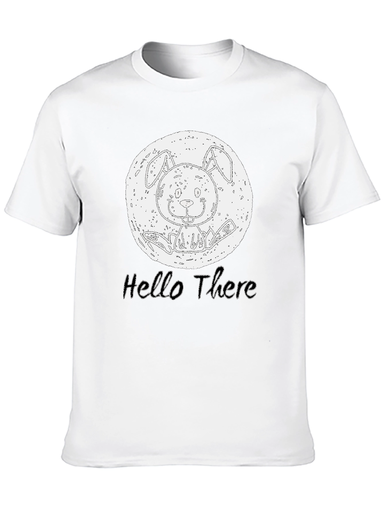 Black Hello There Bunny Graphic Tee - Black Cotton Casual T-Shirt view 10