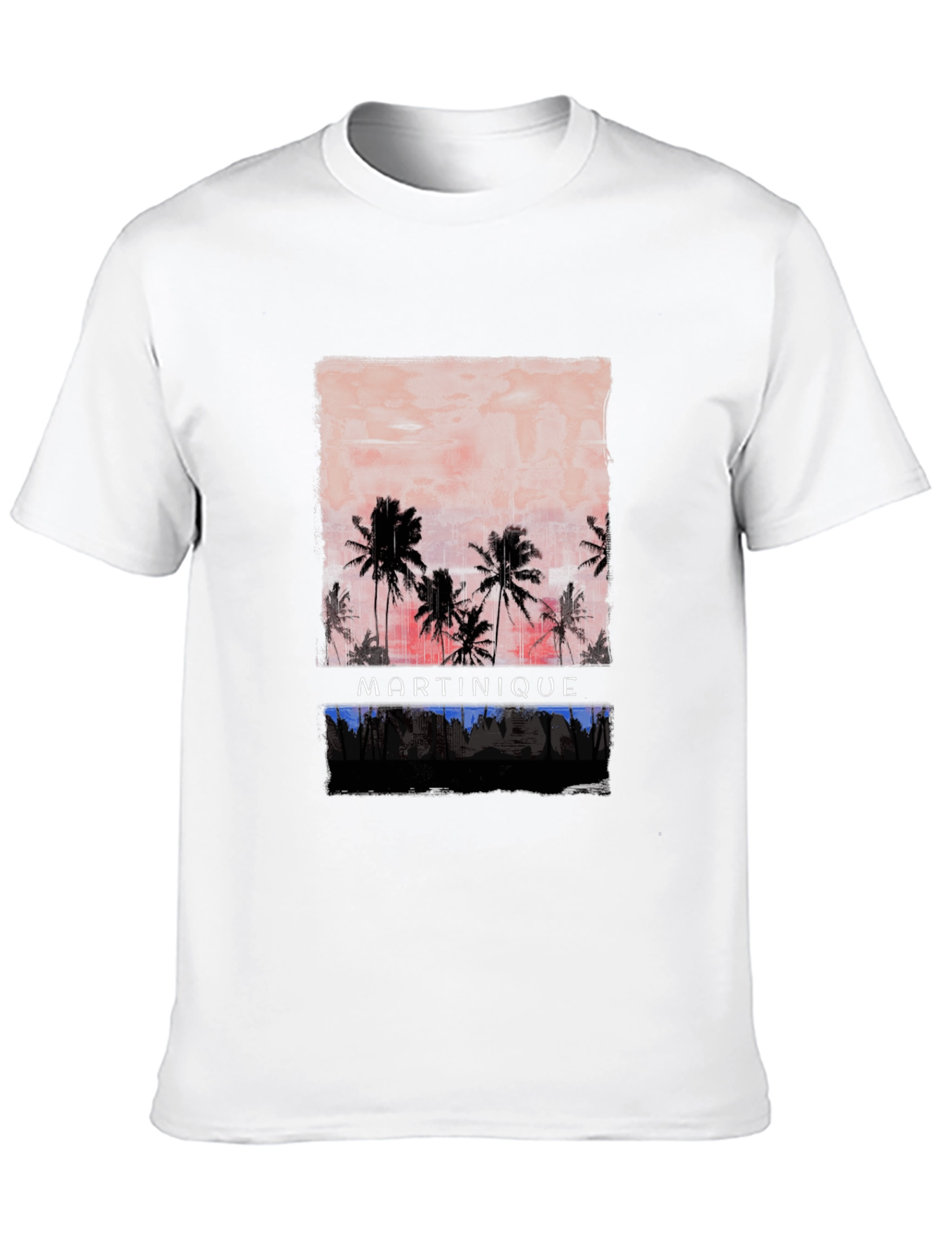 Black Martinique Palm Tree Sunset Graphic Tee view 10