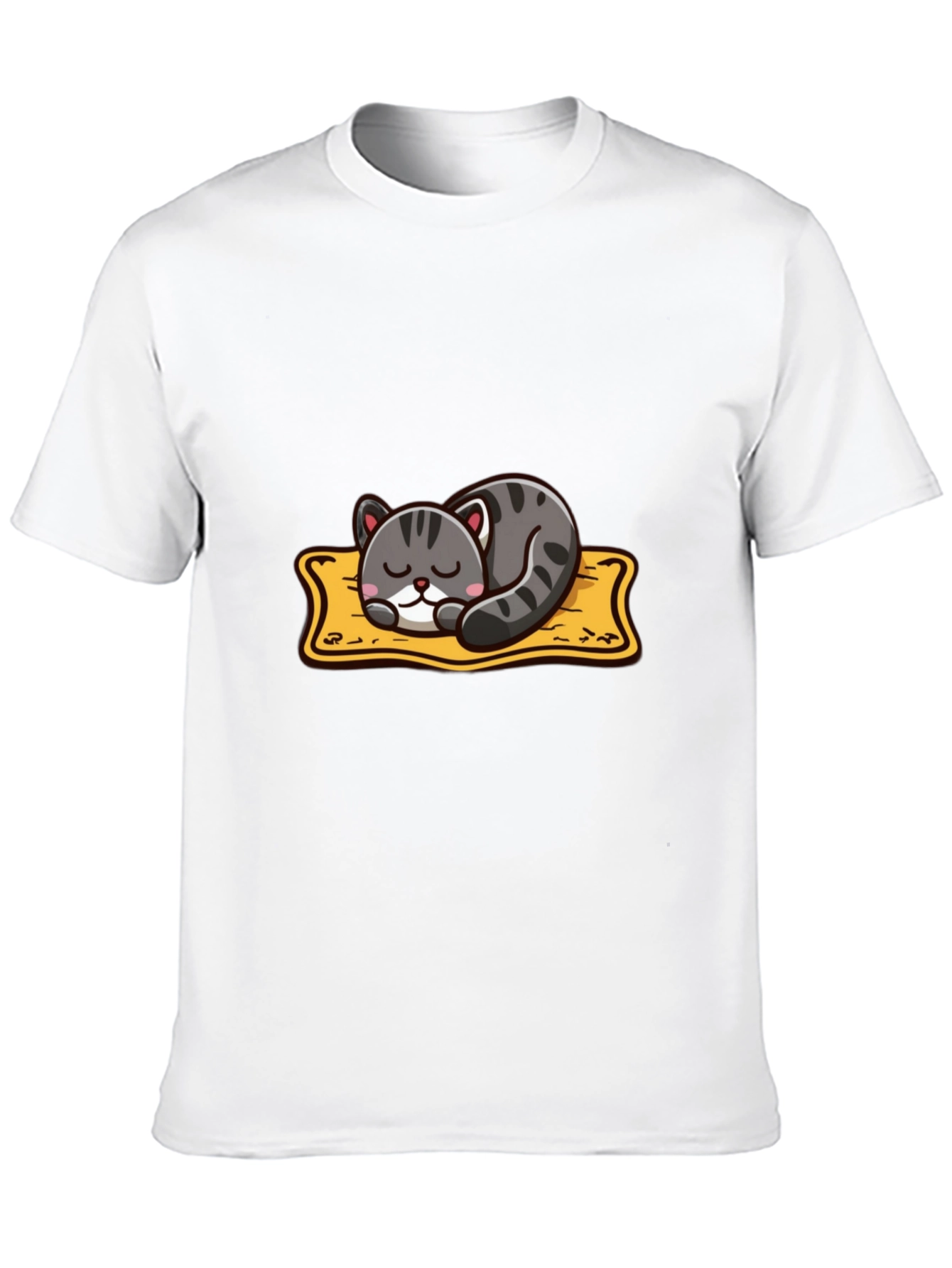 Black Cute Cartoon Cat Nap T-Shirt - Black view 10