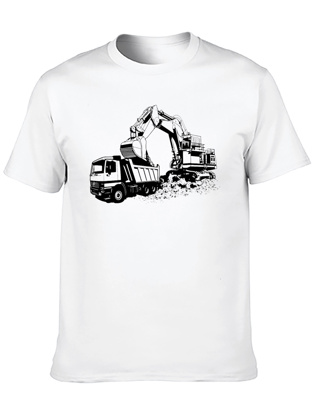 Black Excavator & Dump Truck Graphic Tee - 10