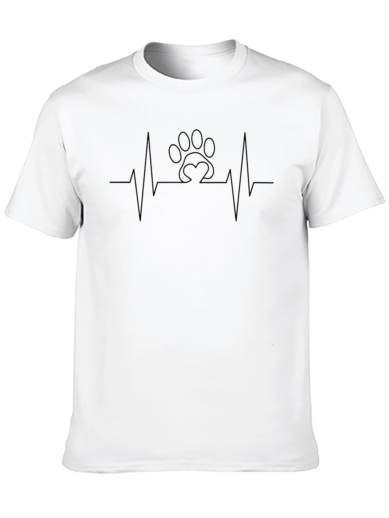 Black Men's Black Paw Print Heartbeat T-Shirt view 10