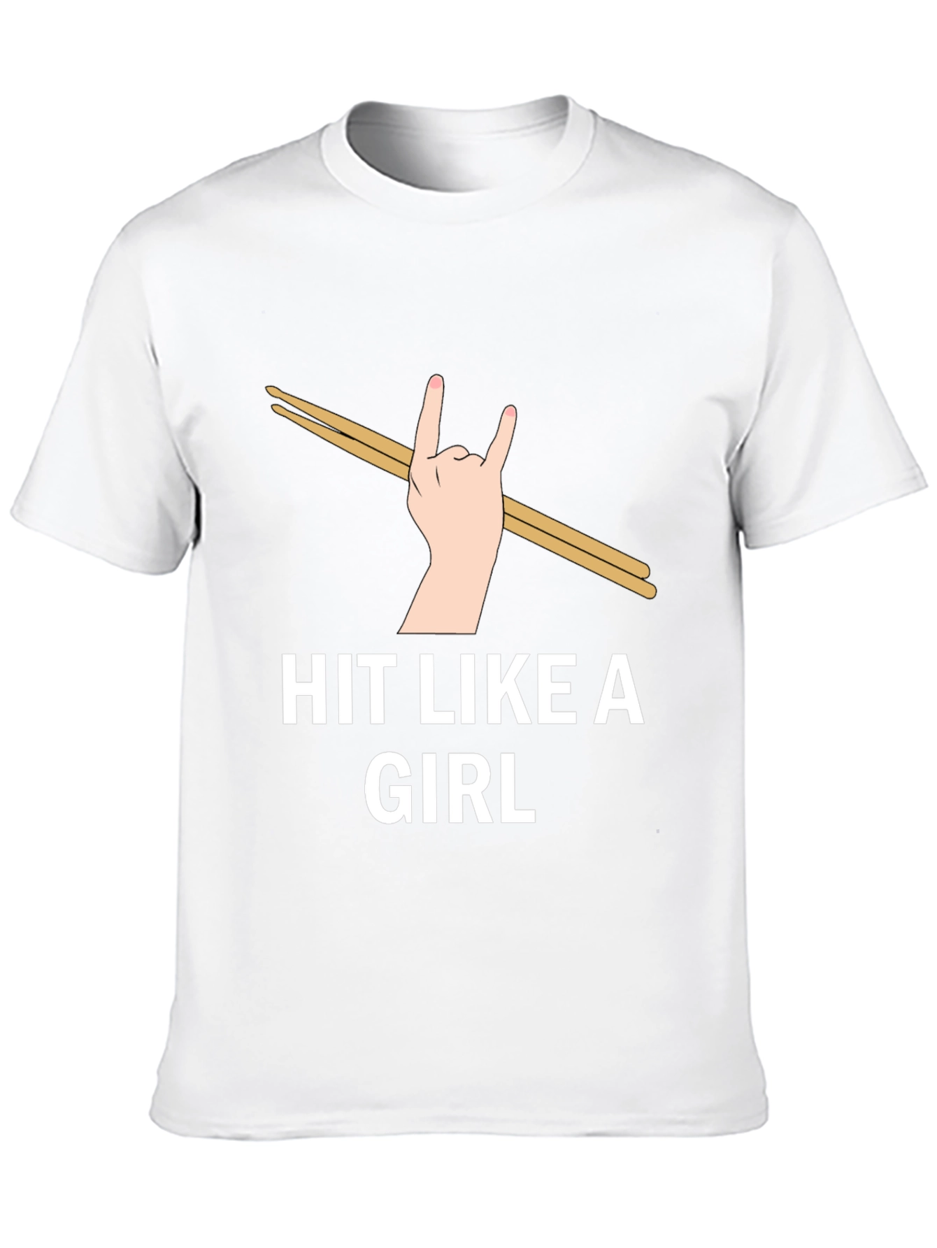 Black Hit Like a Girl Drummer T-Shirt - Music Lover Tee view 10