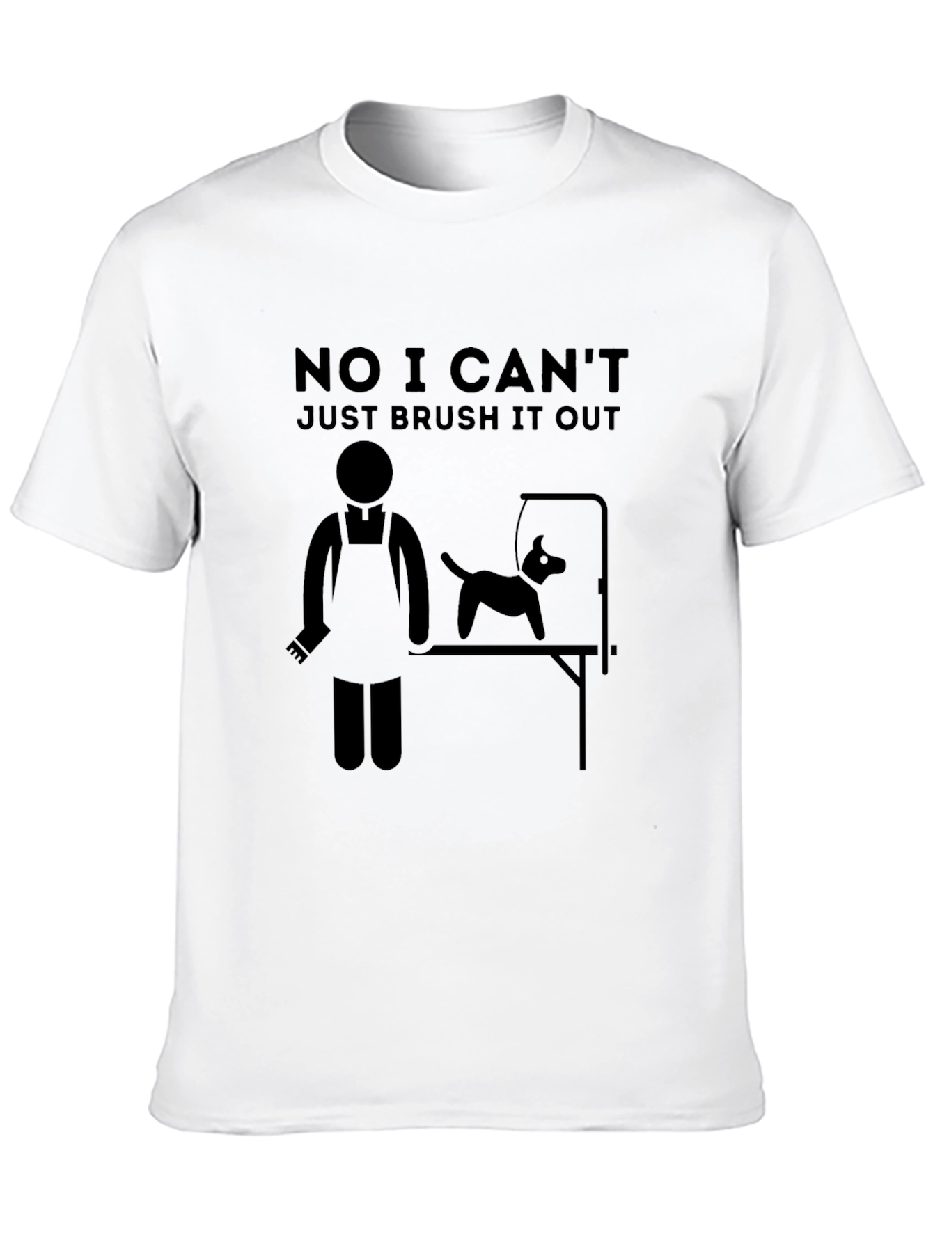 Black Funny Dog Groomer T-Shirt - Brush It Out view 10