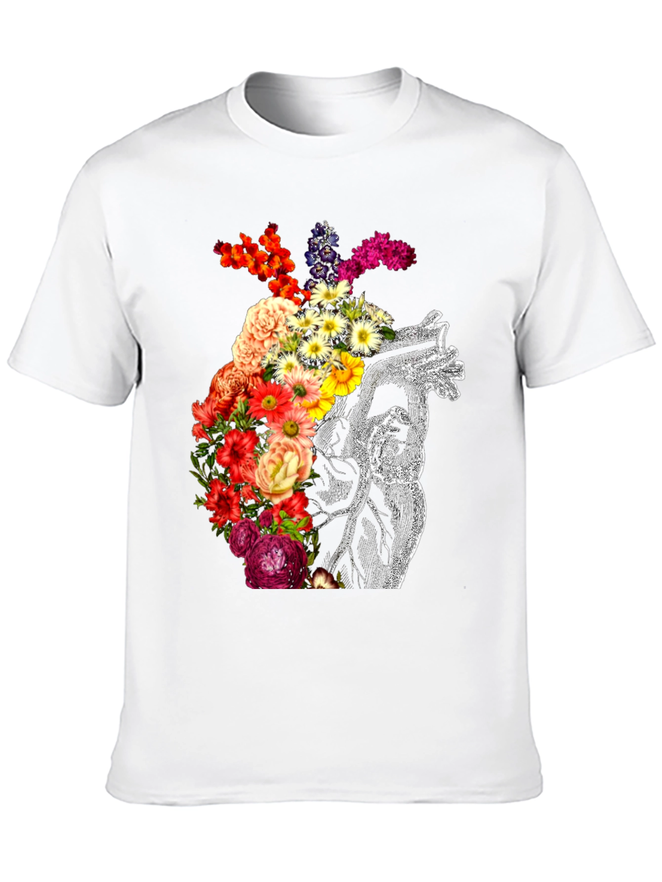 Black Floral Heart Graphic Black T-Shirt view 10