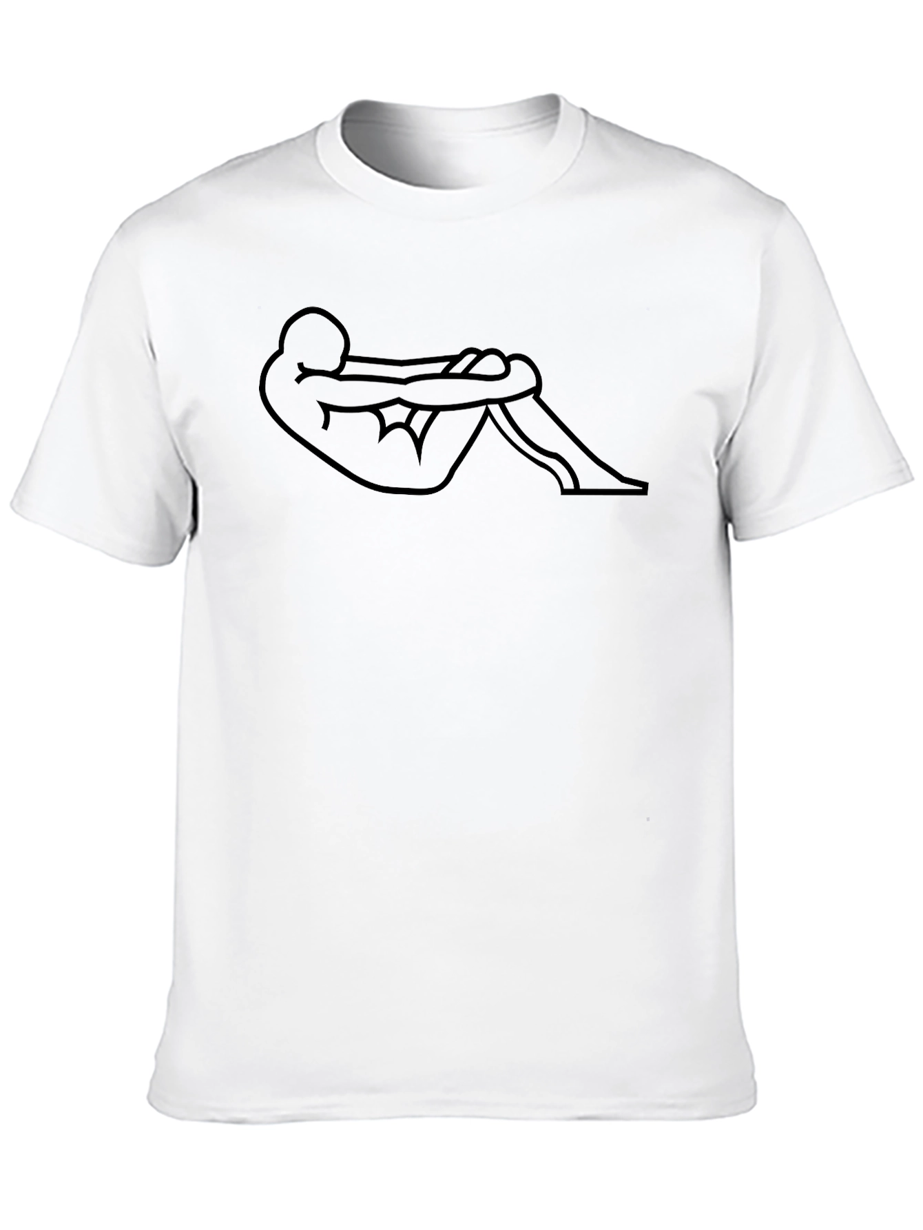 Minimalist Outline Man in Fetal Position Black T-Shirt - 10