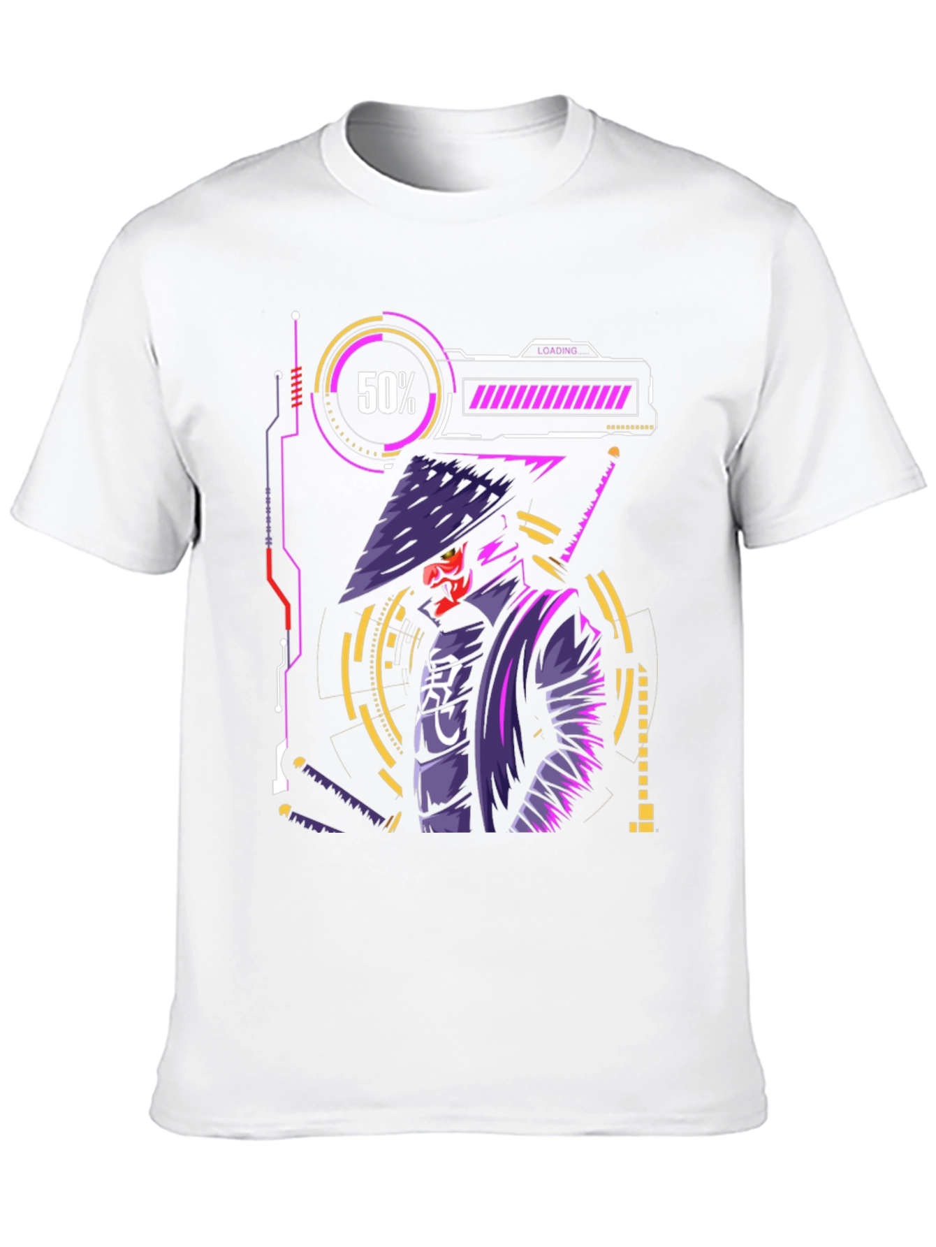 Black Cyberpunk Samurai T-Shirt - Futuristic Warrior Design view 10