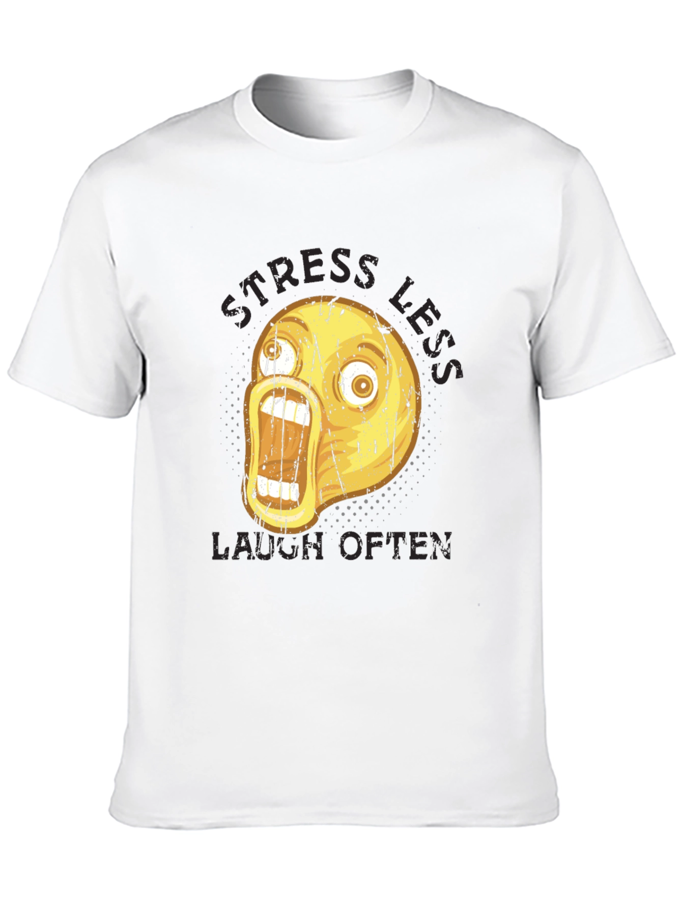 Black Stress Less Laugh Often Graphic Tee view 10