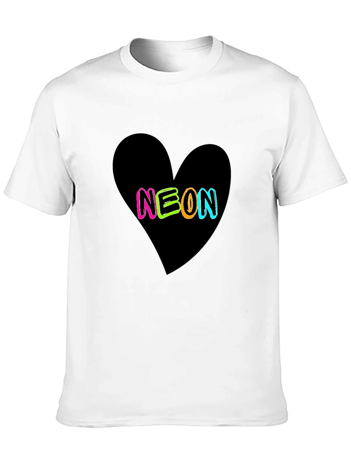 Black Neon Heart Graphic Black T-Shirt view 10