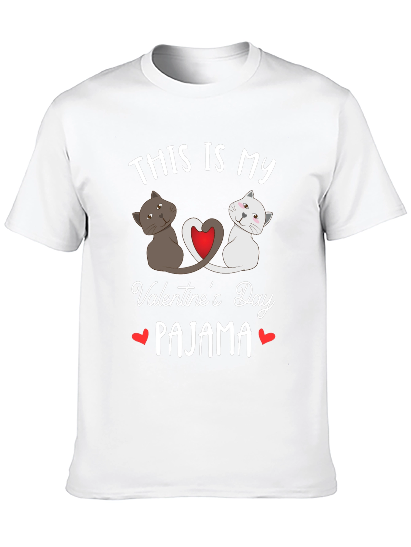 Black Valentine's Day Cat Pajama T-Shirt view 10