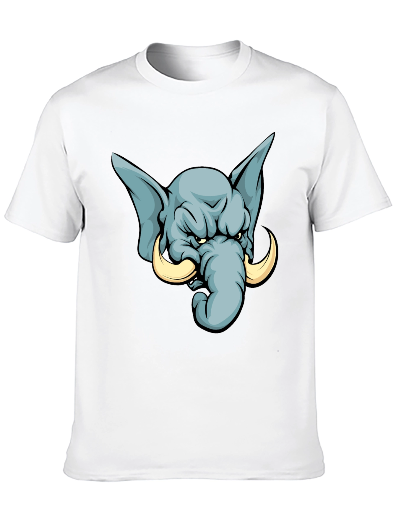 Black Angry Elephant Cartoon T-Shirt - Black view 10