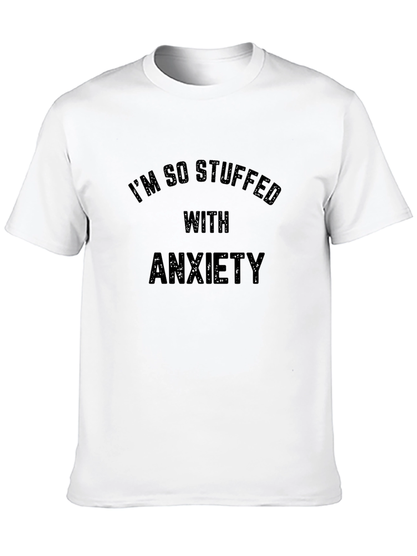 Black Anxiety Stuffed Men's Black T-Shirt view 10