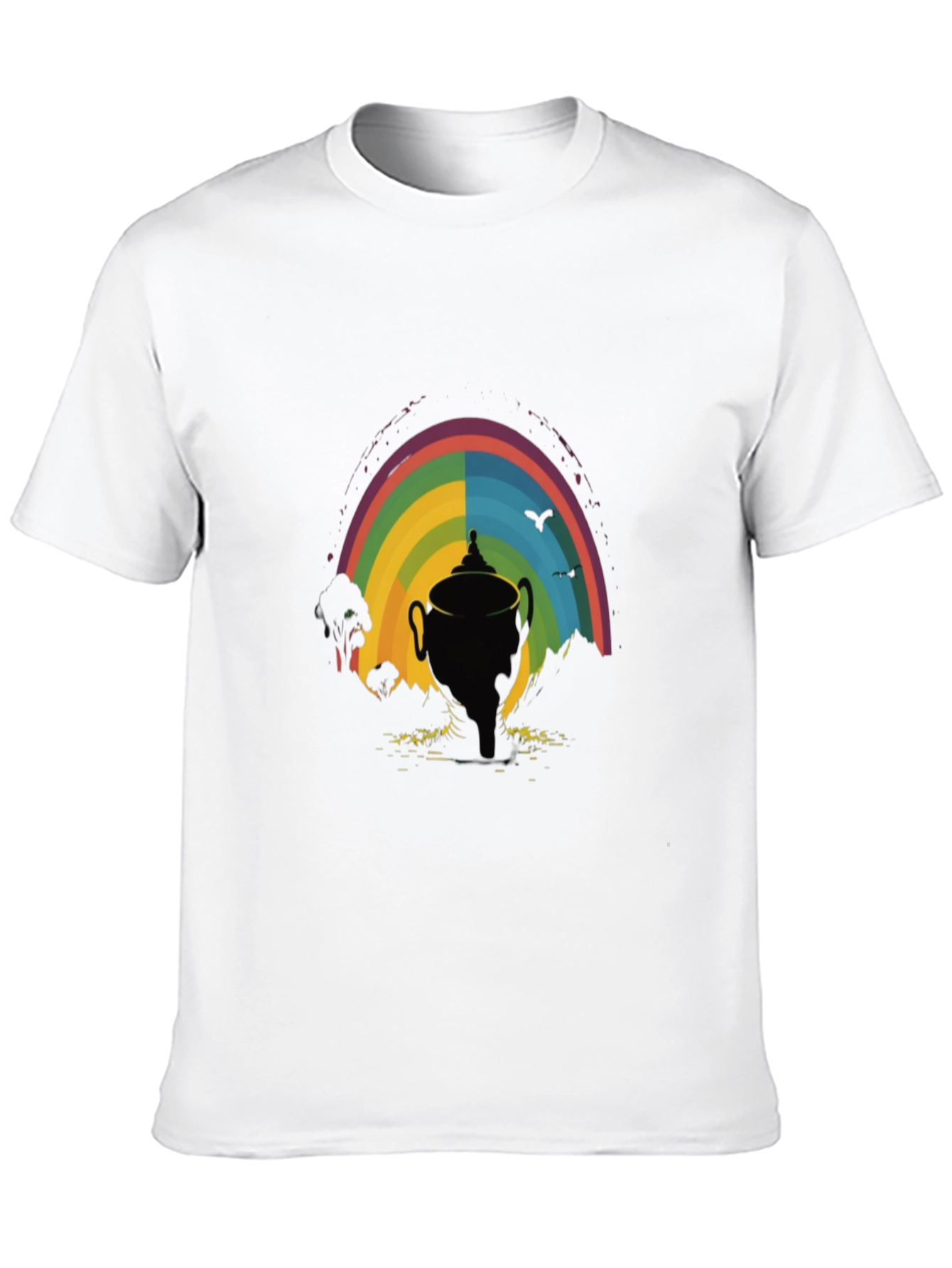 Black Rainbow Trophy Graphic Tee - Black Cotton Shirt view 10