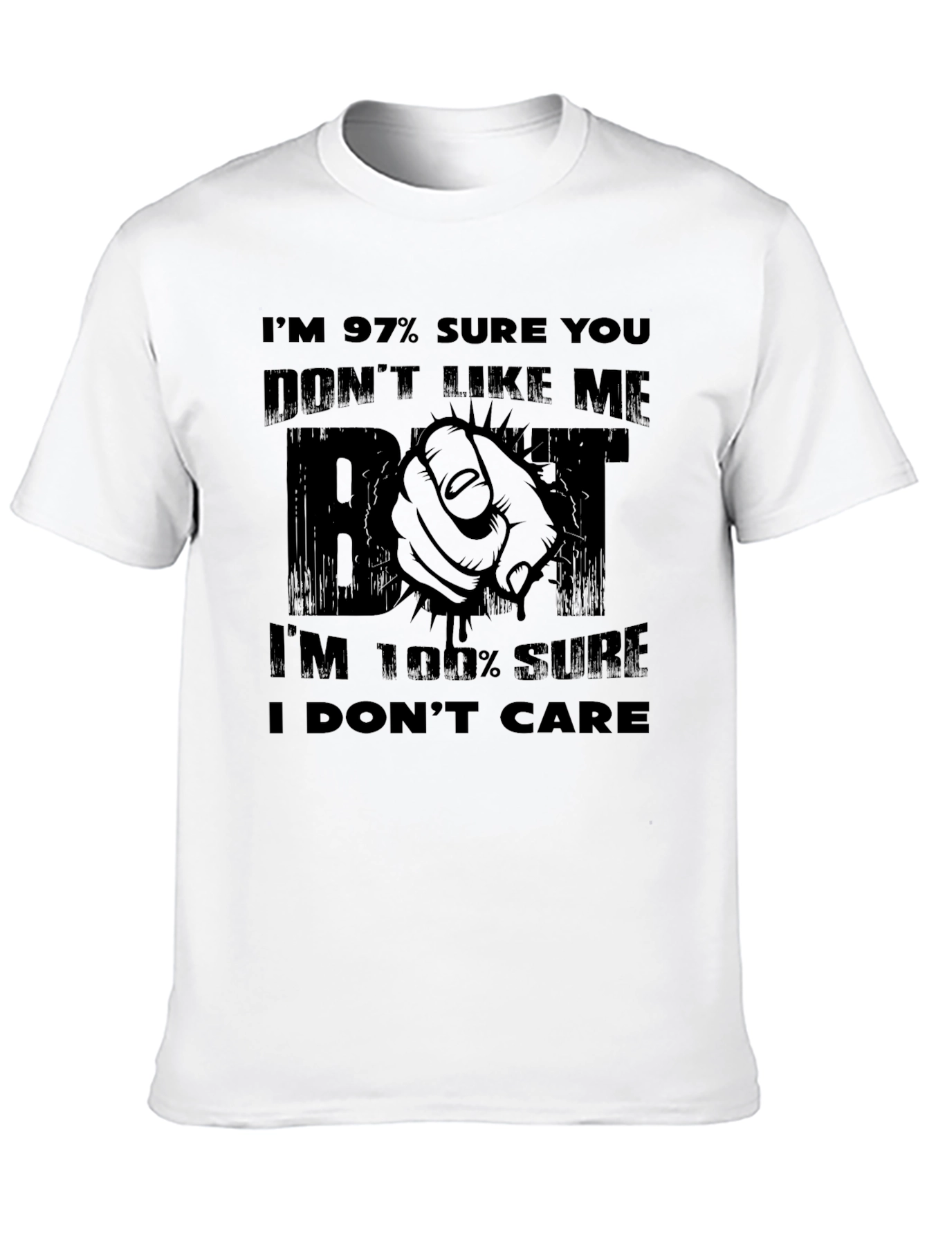 Black Funny Sarcastic Graphic T-Shirt: I Don't Care view 10