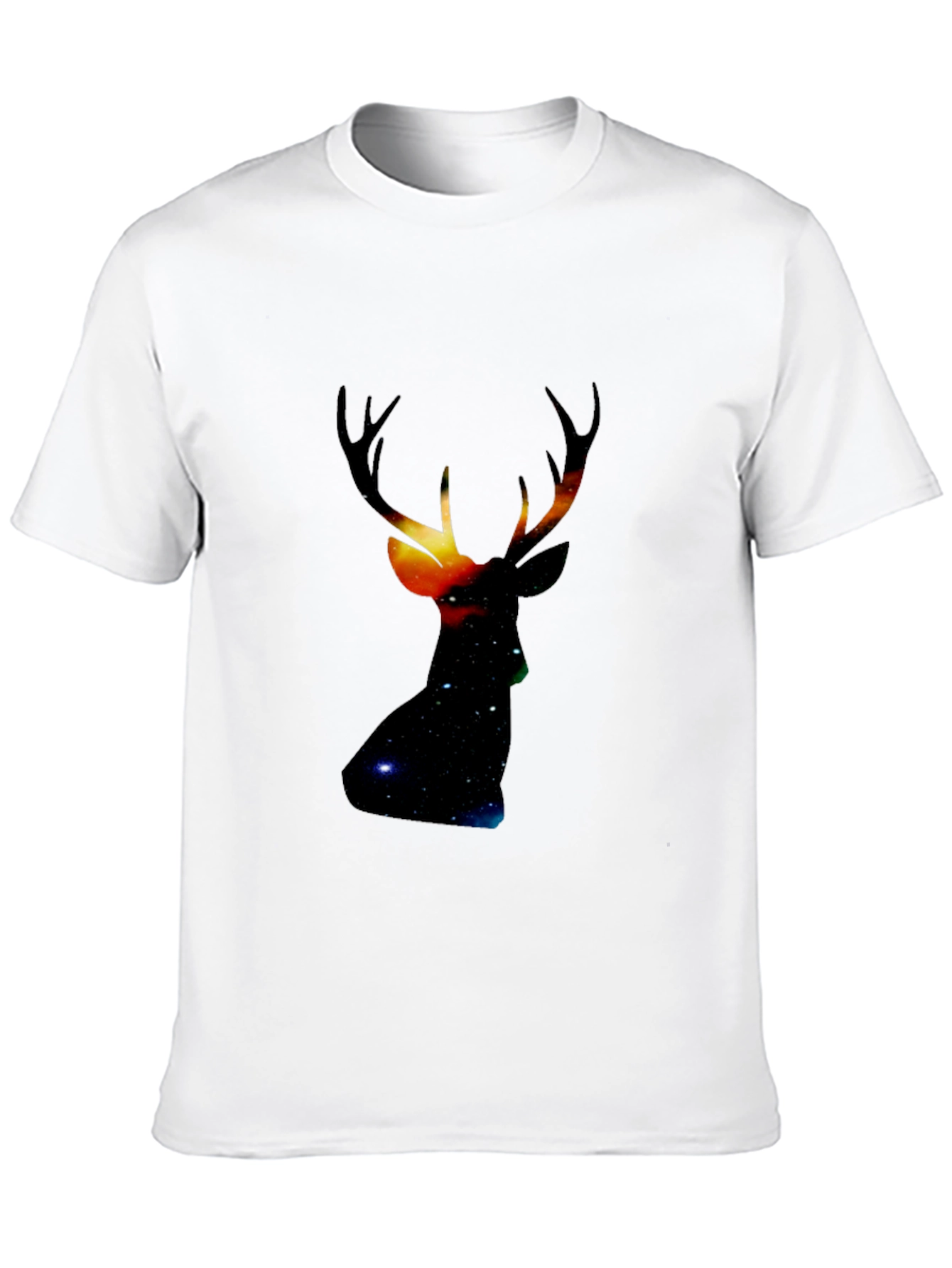 Black Galaxy Deer Head Black T-Shirt view 10