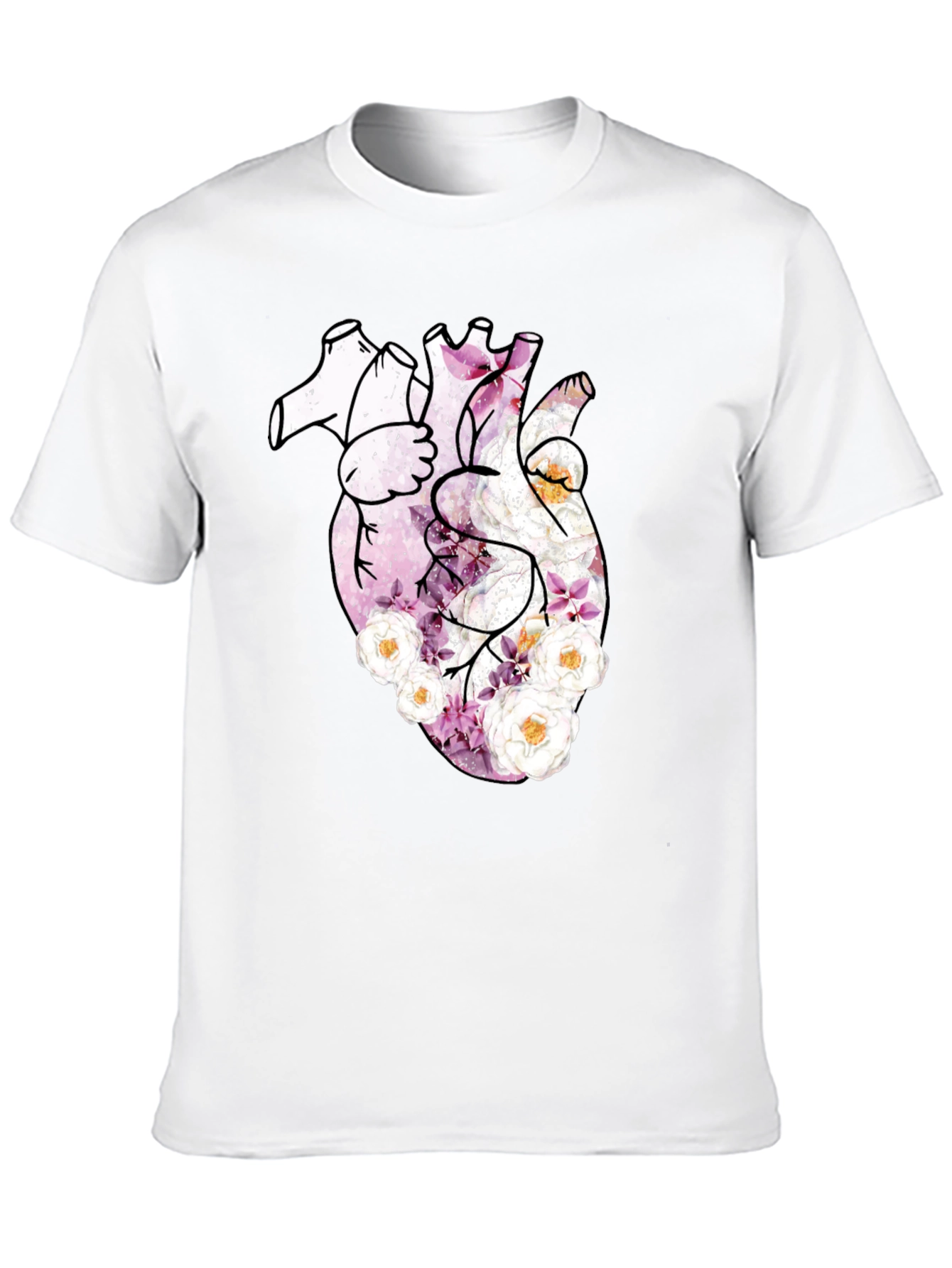 Black Floral Heart Print Black T-Shirt view 10