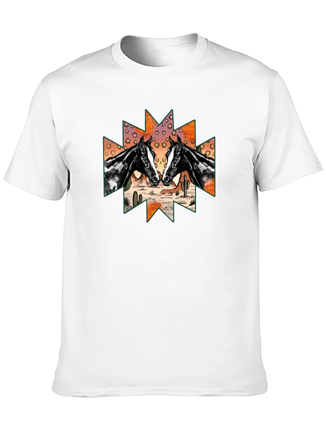 Black Horse Desert Graphic Tee - Unisex Black T-Shirt view 10