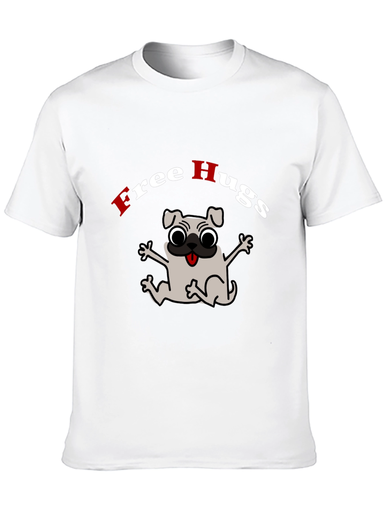 Black Free Hugs Pug Graphic Tee view 10