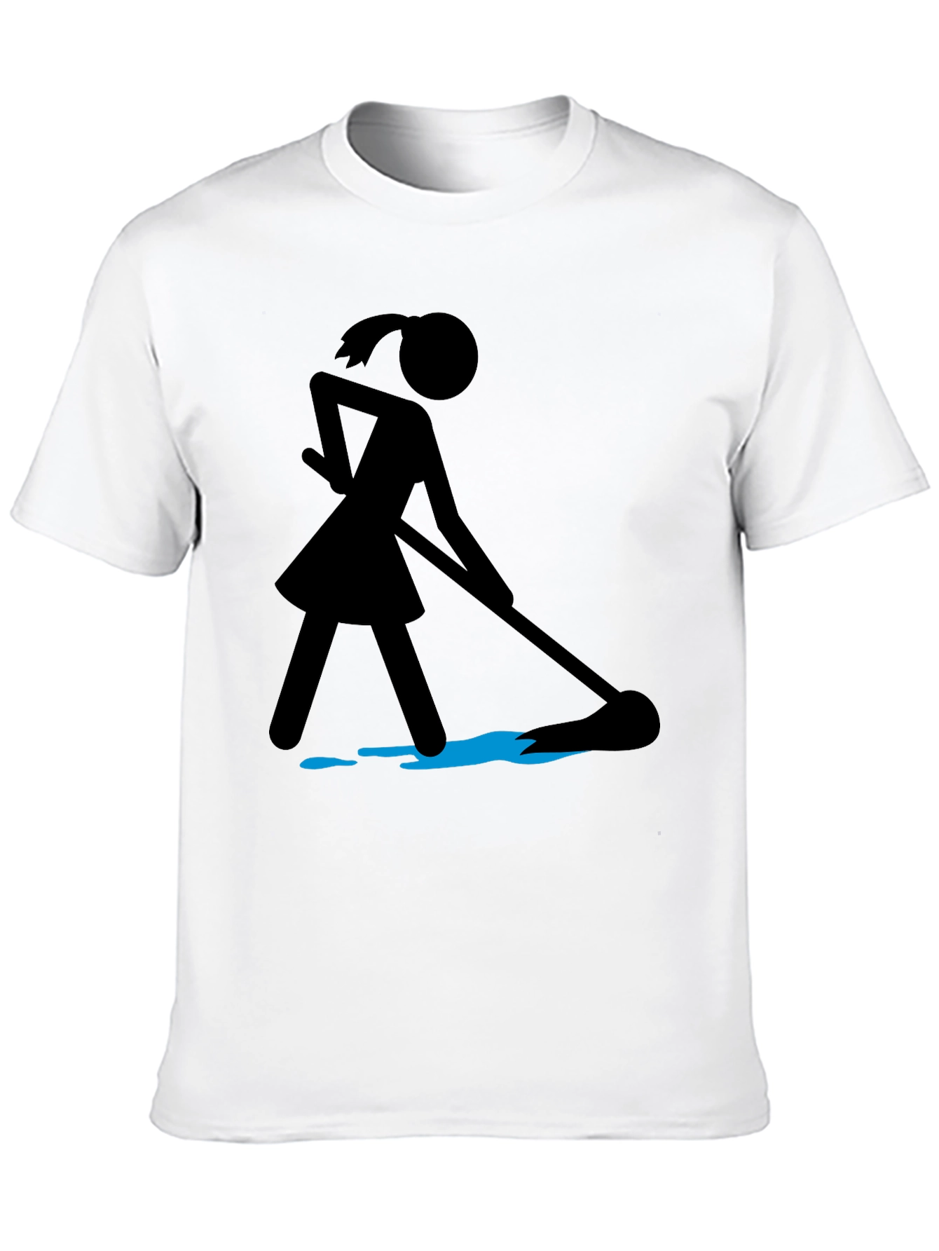 Black Funny House Cleaning Shirt - Stick Figure Mop view 10