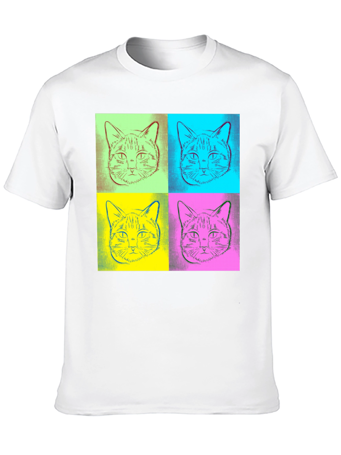 Black Pop Art Cat Graphic Tee - Quirky Black T-Shirt view 10