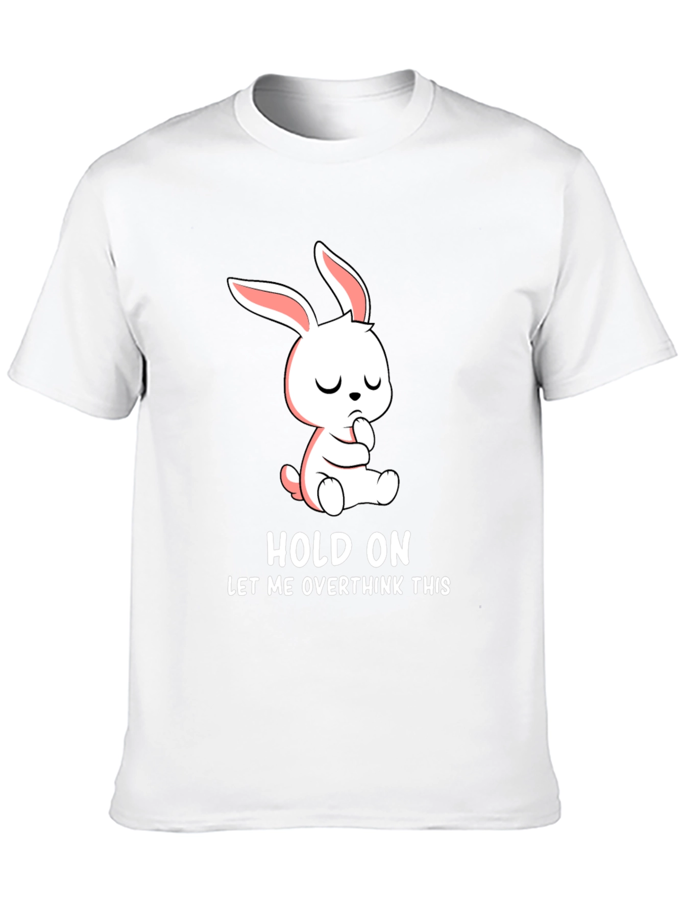 Black Hold On Overthink Bunny T-Shirt Funny Graphic Tee view 10