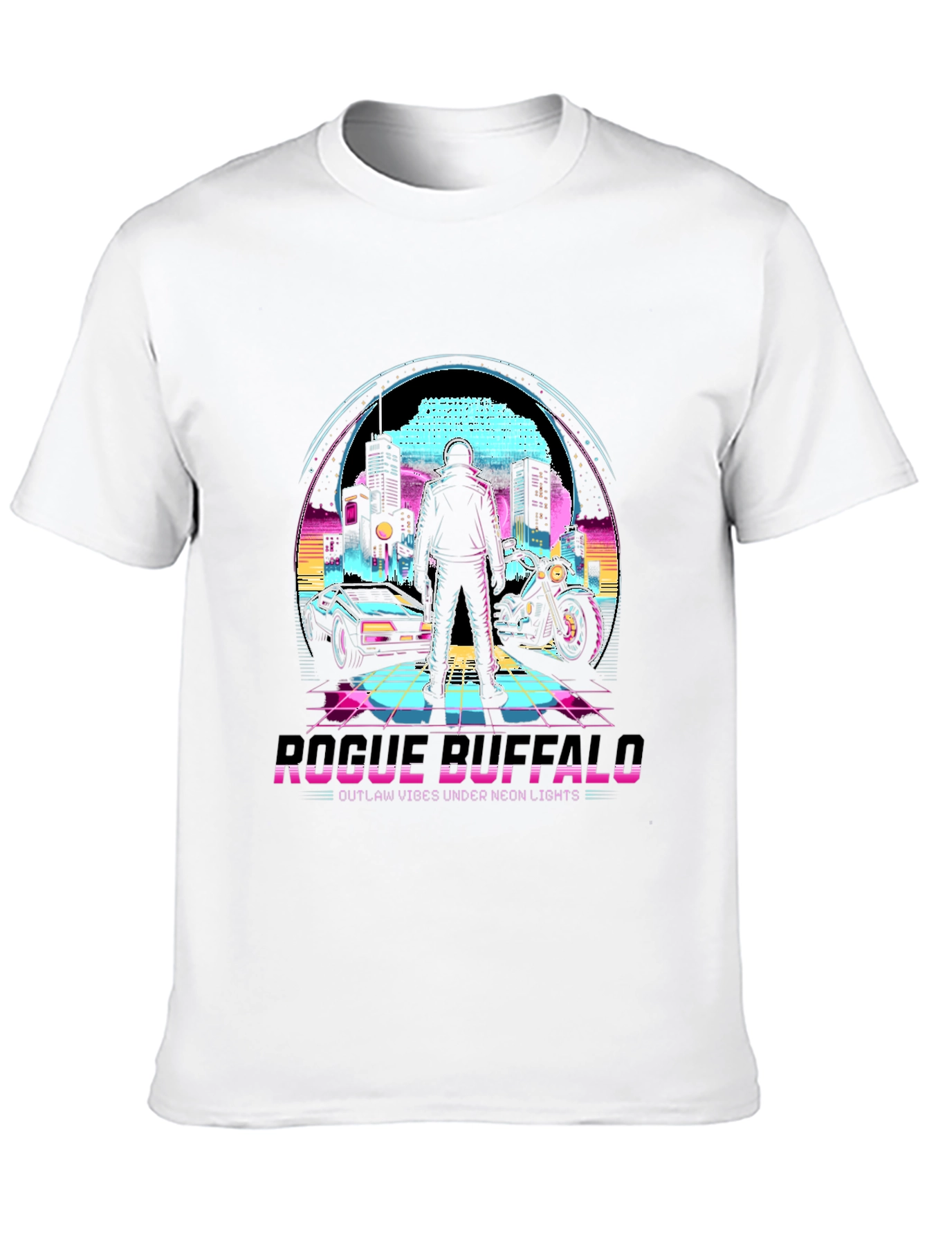 Black Retro Rogue Buffalo T-Shirt - Outlaw Neon Vibes view 10