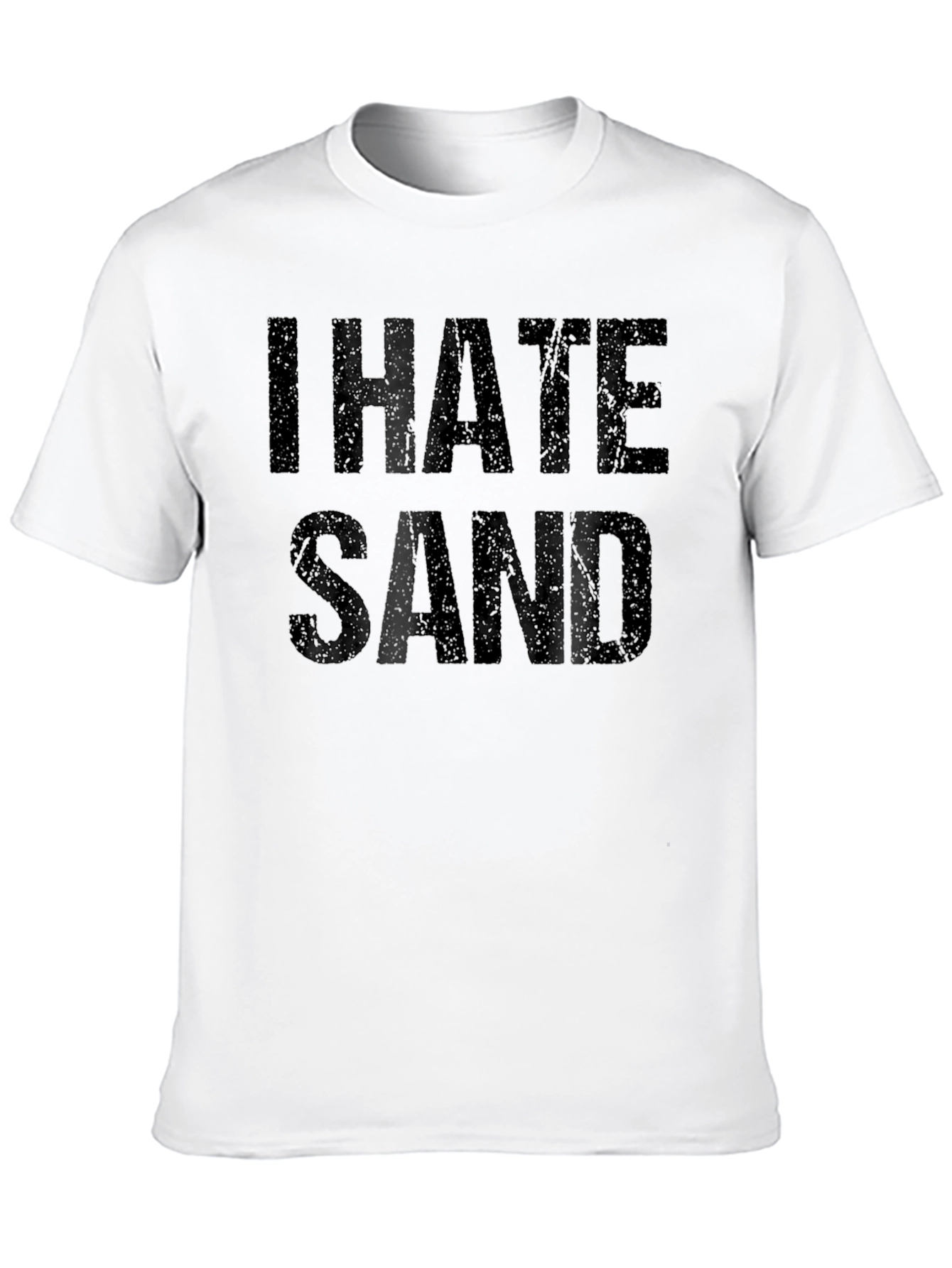Black I Hate Sand Distressed Graphic T-Shirt view 10