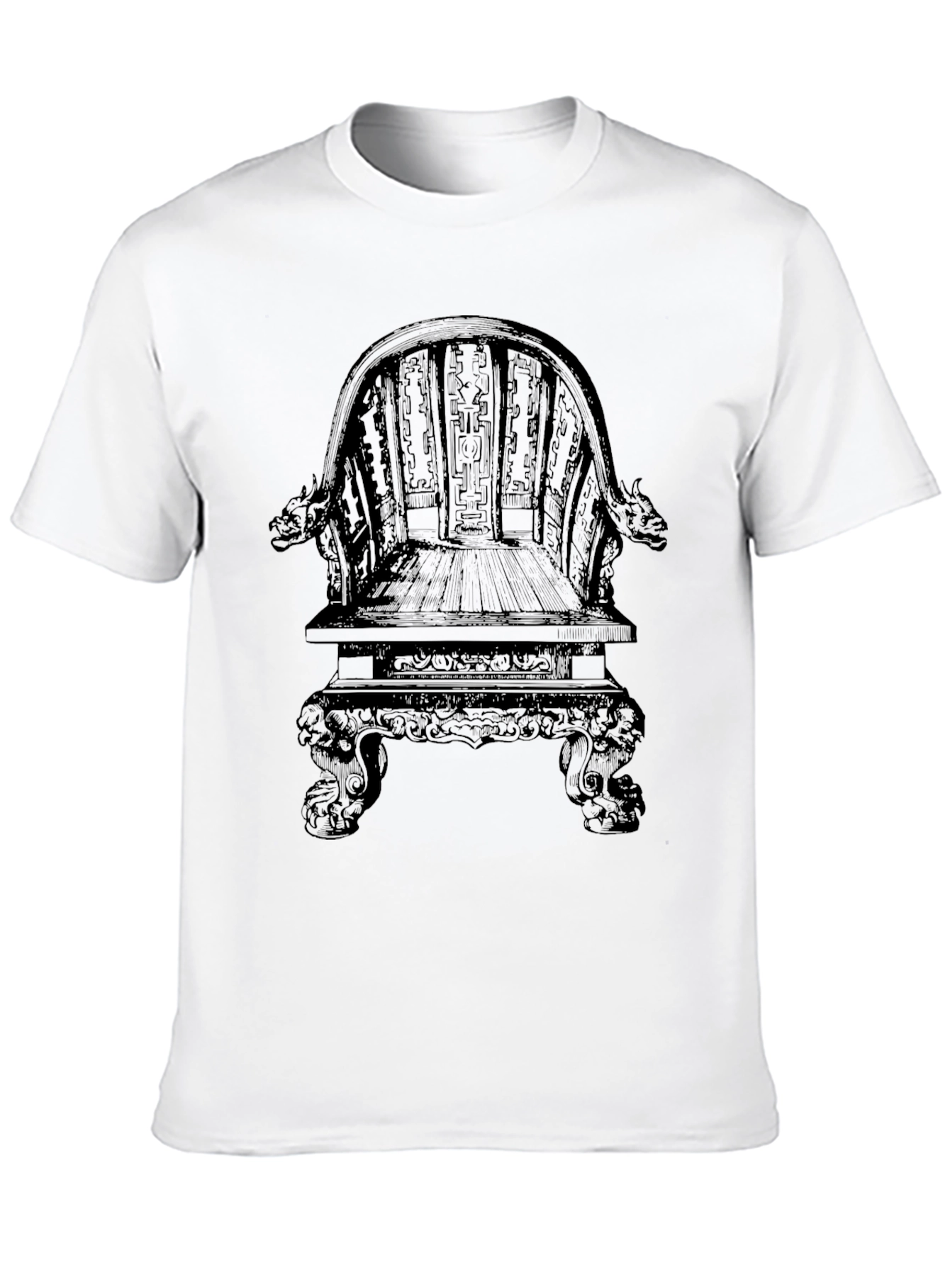 Black Intricate Throne Design Black T-Shirt view 10
