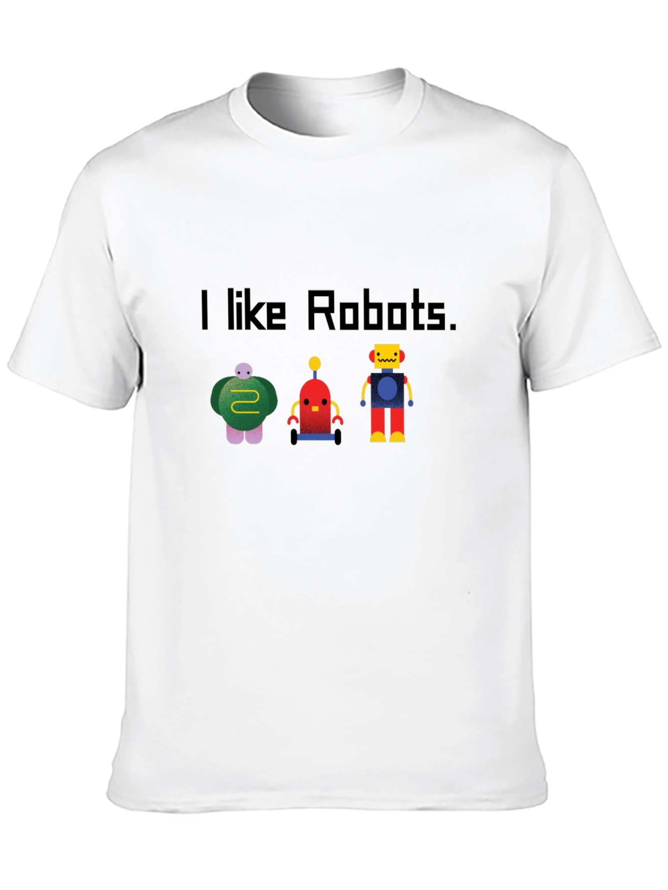 Black I Like Robots Graphic T-Shirt - Black Crew Neck view 10