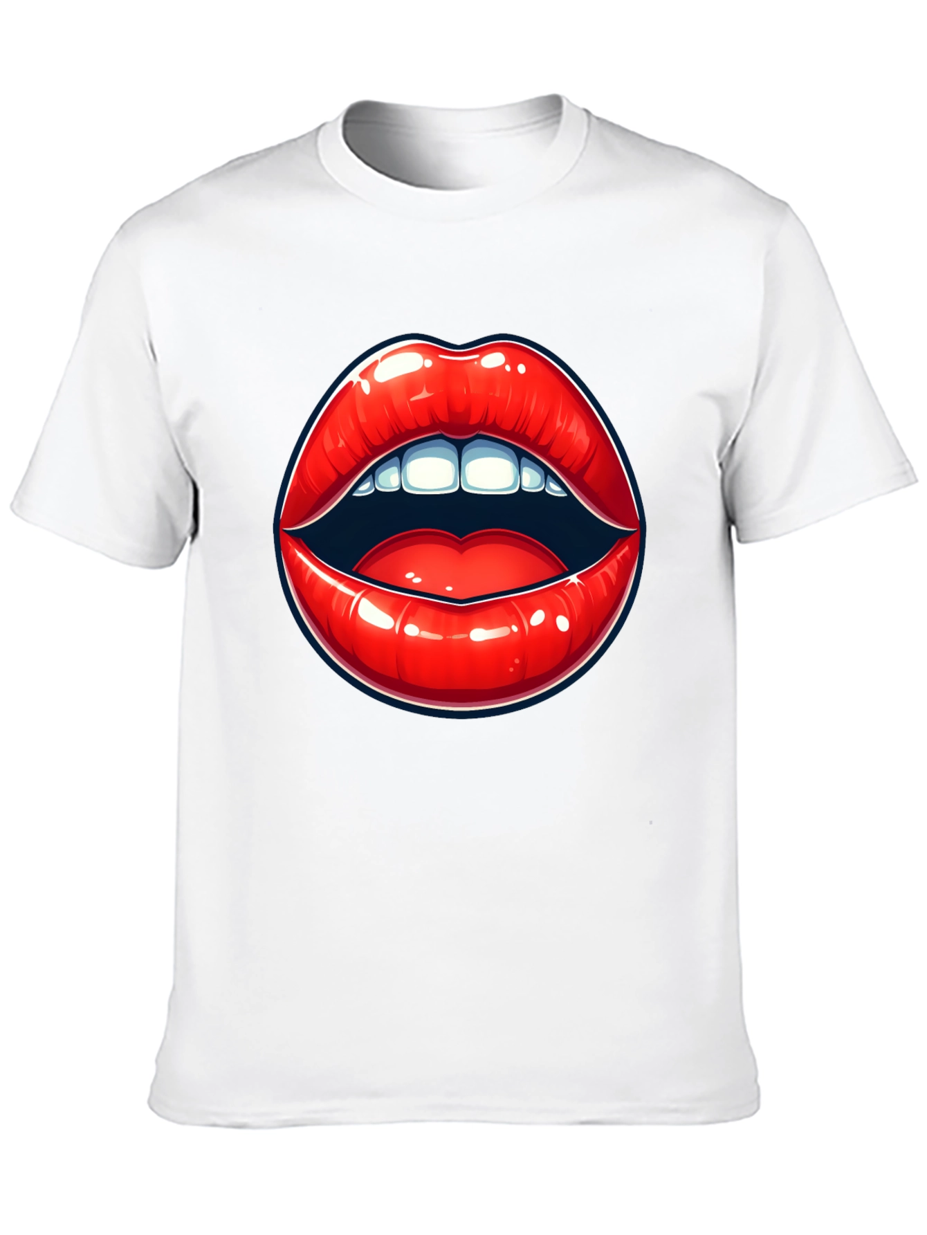Black Bold Lips Graphic Tee - Black Cotton T-Shirt view 10