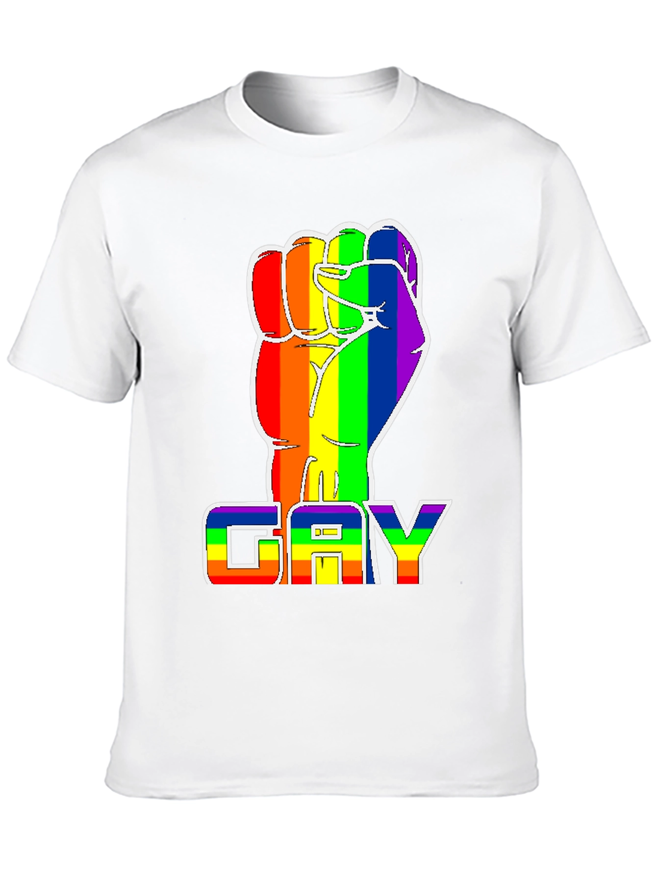 Black Rainbow Fist 'GAY' Pride T-Shirt - Black Cotton Blend Tee view 10