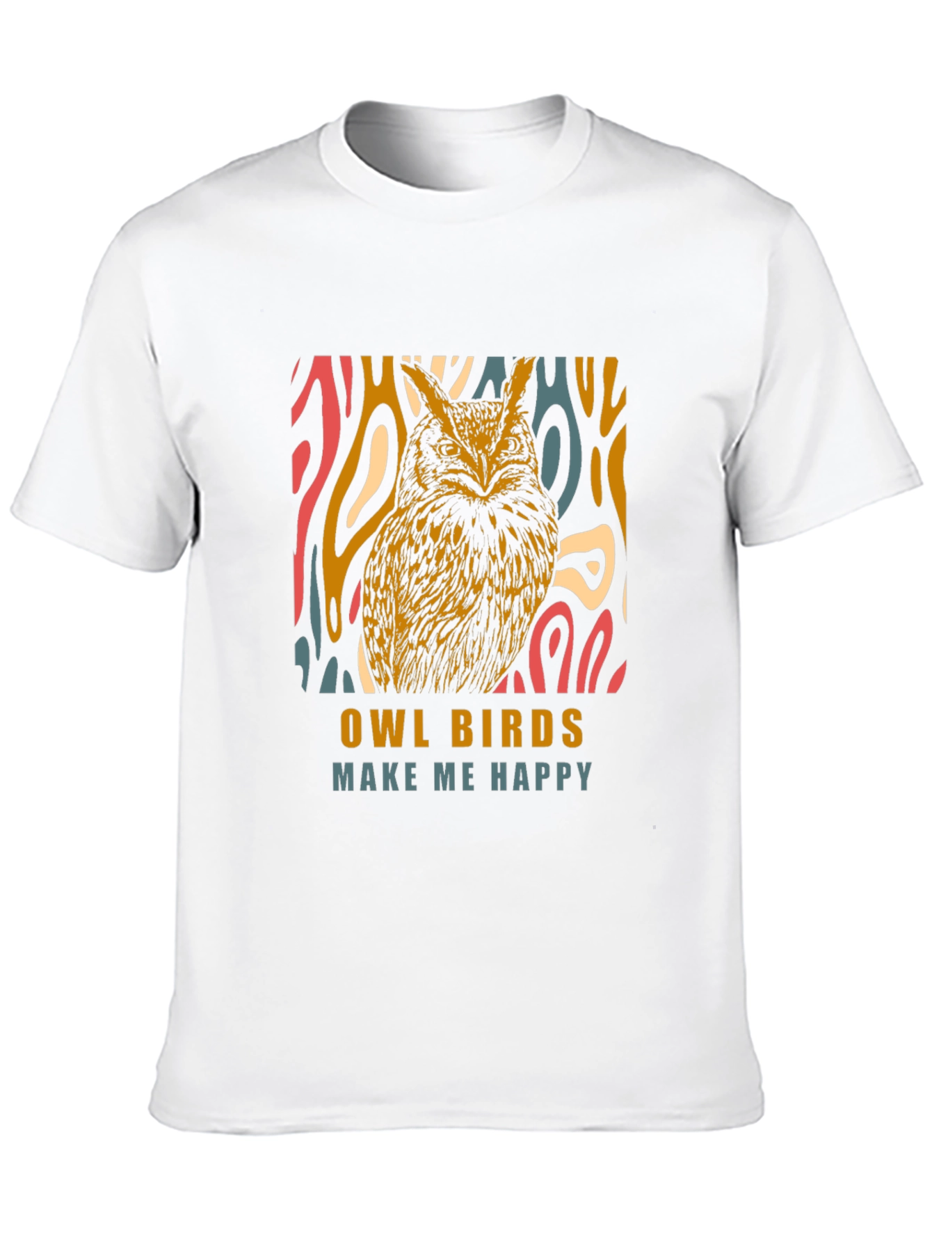 Black Owl Birds Make Me Happy Graphic T-Shirt view 10